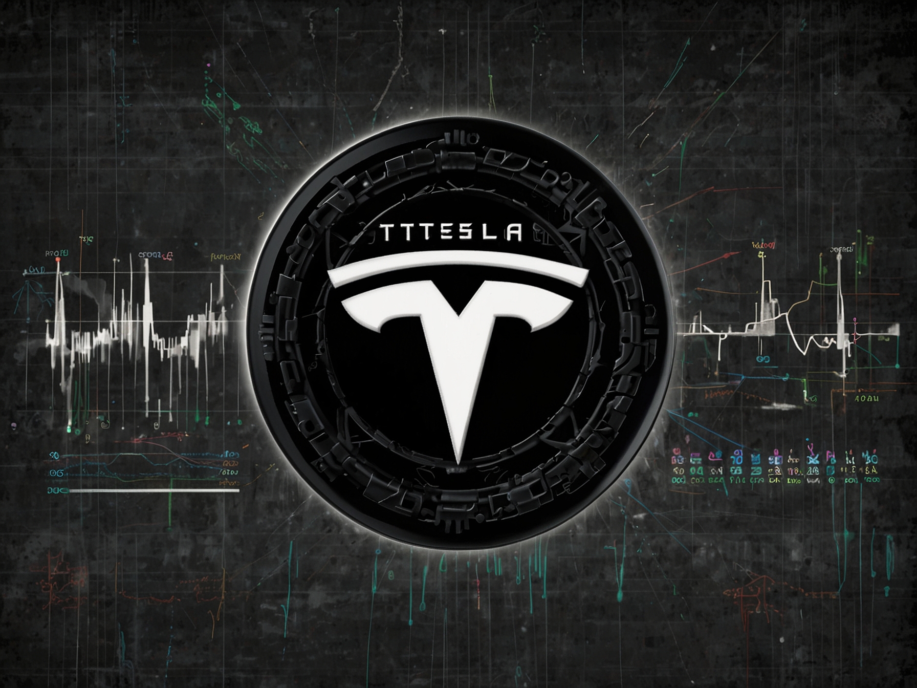 An illustration featuring the logos of Tesla, AMD, and Shopify, symbolizing their exceptional performance in the stock market, surpassing Nvidia in 2024 through technological and market expansions.