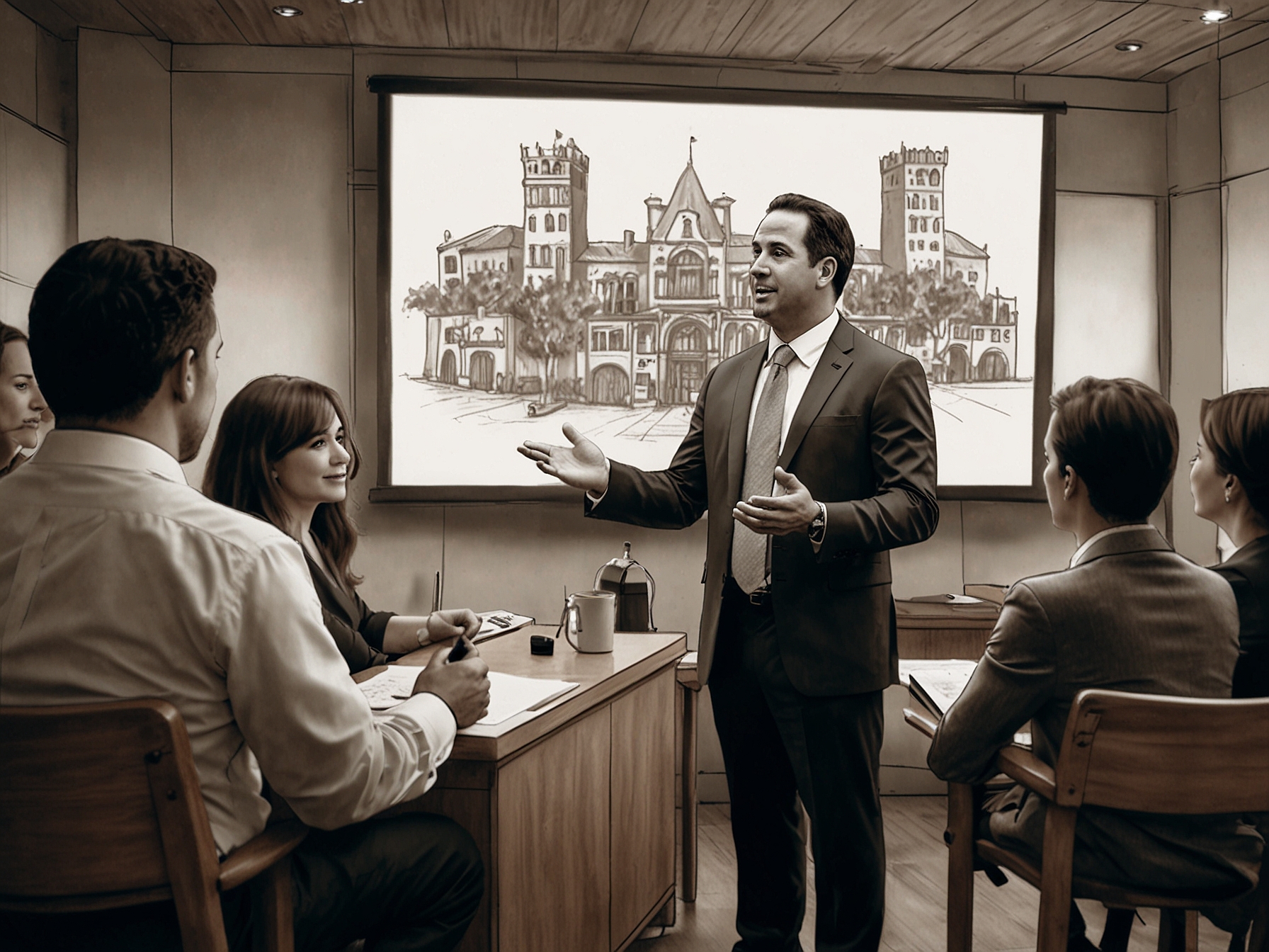 Image showing Joe La Rosa, CEO of La Rosa Holdings Corp., addressing new agents, highlighting the company’s commitment to support and innovative growth in the real estate industry.
