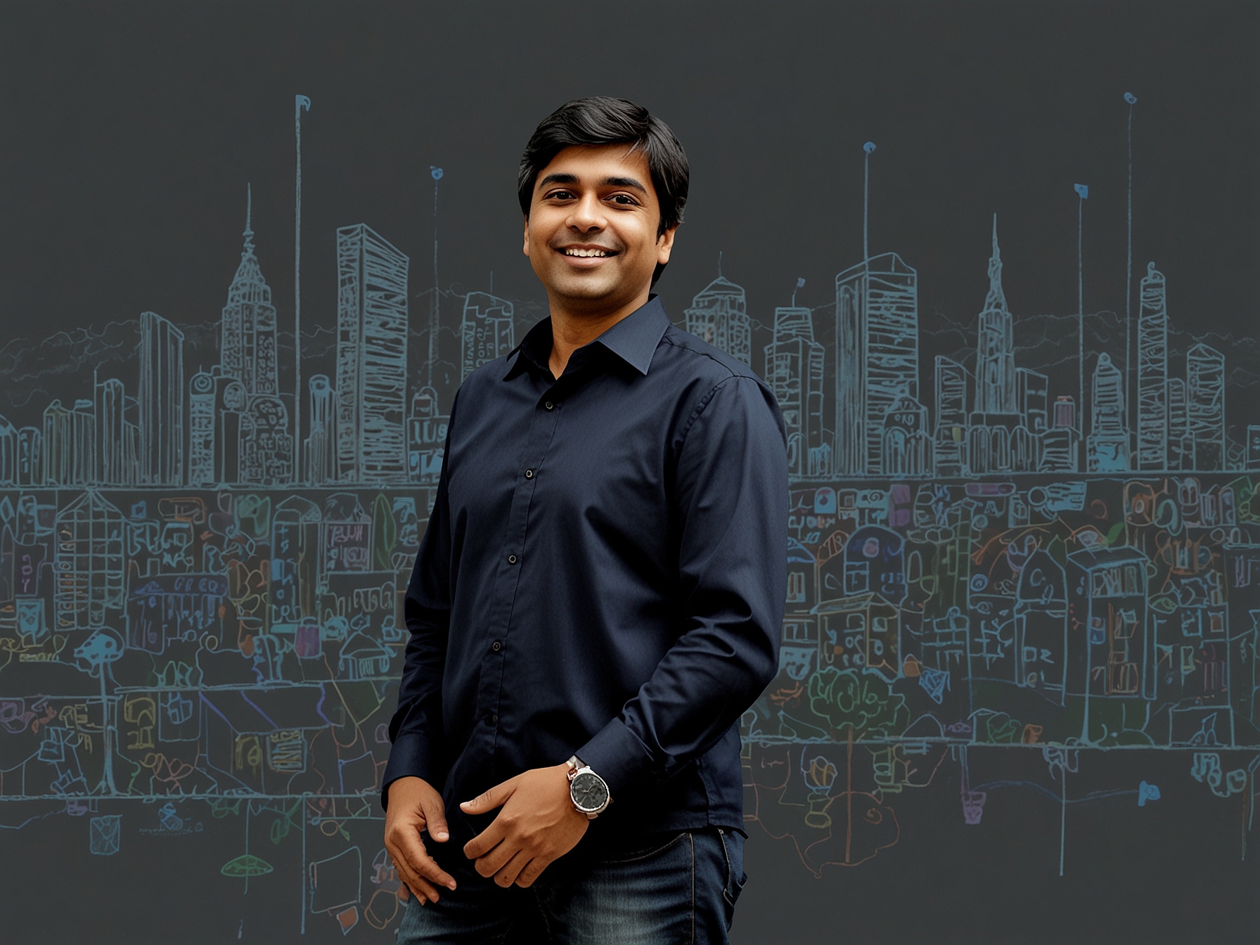 A graphic showing InMobi's founder Naveen Tewari, highlighting the company's journey from its founding in 2007 to its current position as a leading ad-tech firm aiming for a local IPO.