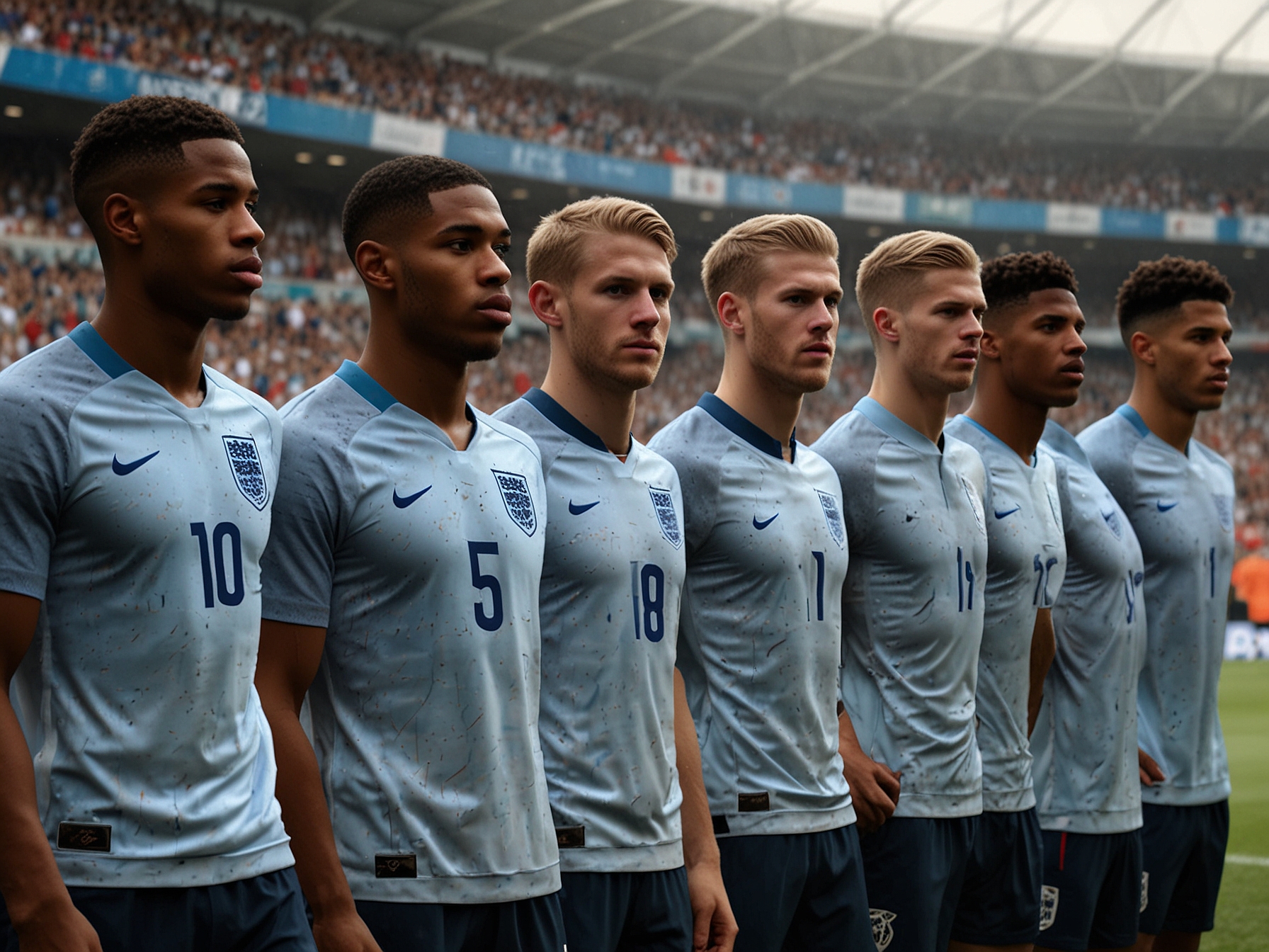 Image of England's 2017 football squad lining up before the World Cup qualifier against Slovakia, highlighting players such as Joe Hart and Marcus Rashford who made significant contributions.