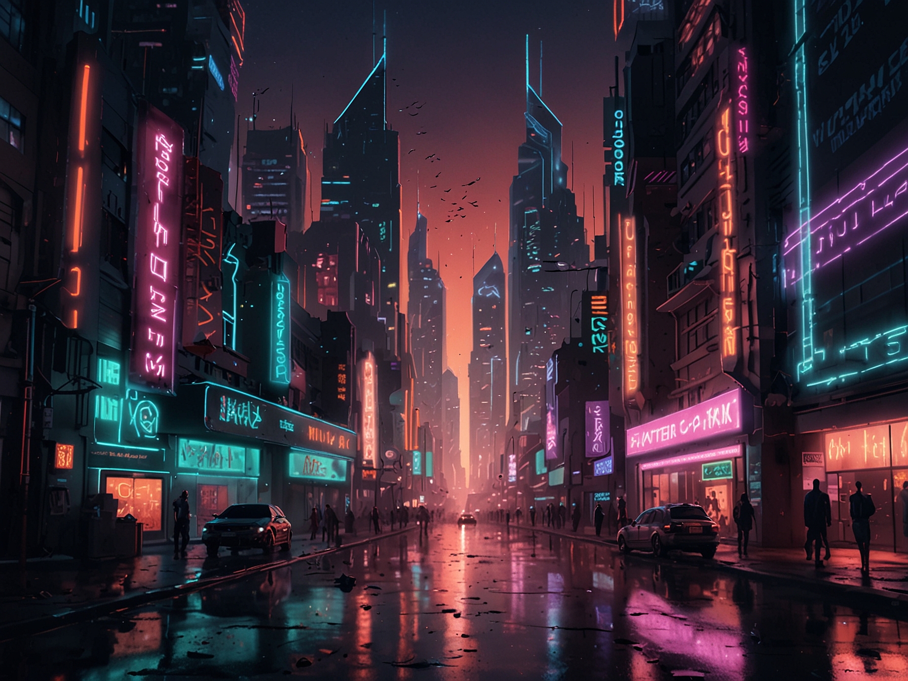 A futuristic cyberpunk cityscape with neon lights, bustling streets, and detailed reflections. Produced by Runway Gen-3, this high-definition video demonstrates the AI's ability to create immersive environments.