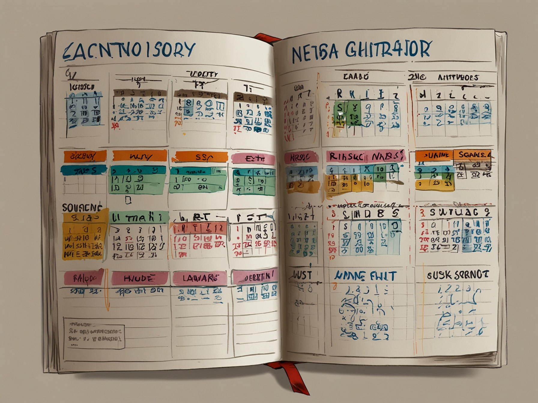 A calendar marked with study schedules, revision plans, and important NEET PG 2024 milestones, symbolizing the structured preparation needed for the competitive exam.