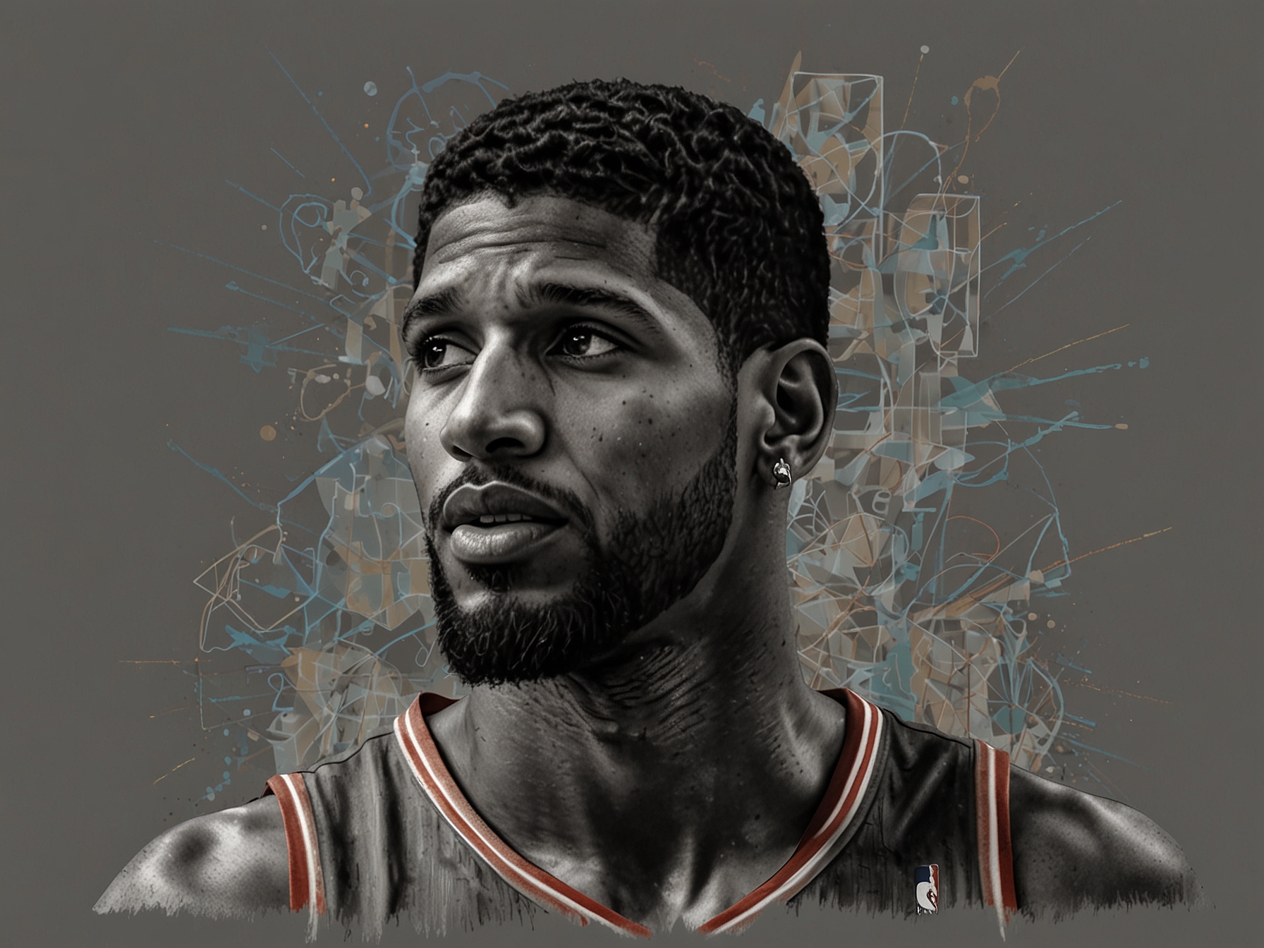 An image of Paul George in a Los Angeles Clippers jersey, emphasizing the high-profile nature of the trade offer declined by the Golden State Warriors in their commitment to Jonathan Kuminga.