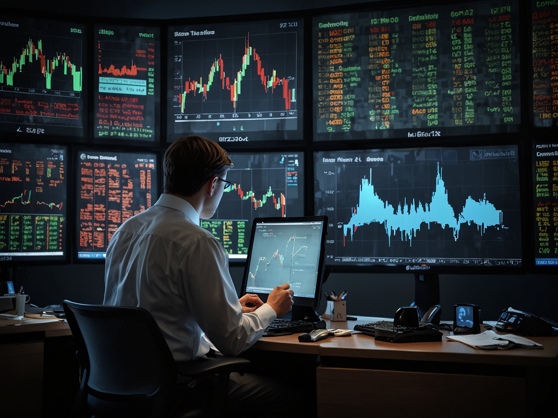 Traders monitoring the S&P/NZX 50 Index on a large screen, capturing the initial positive momentum and subsequent fluctuations throughout the trading session.