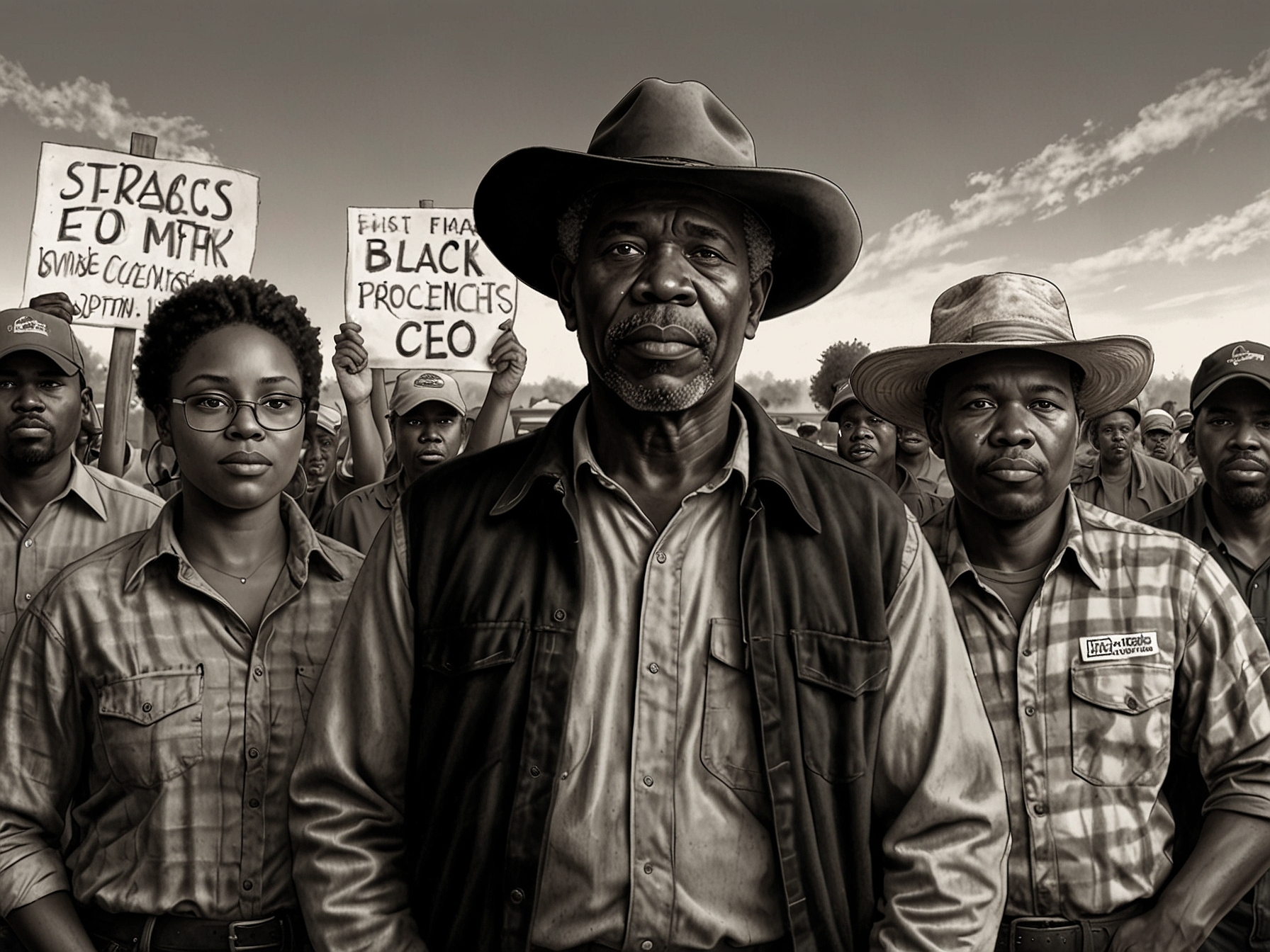 A group of Black farmers holding signs and protesting, representing the National Black Farmers Association’s call for Tractor Supply's CEO to resign due to cutbacks in DEI efforts.