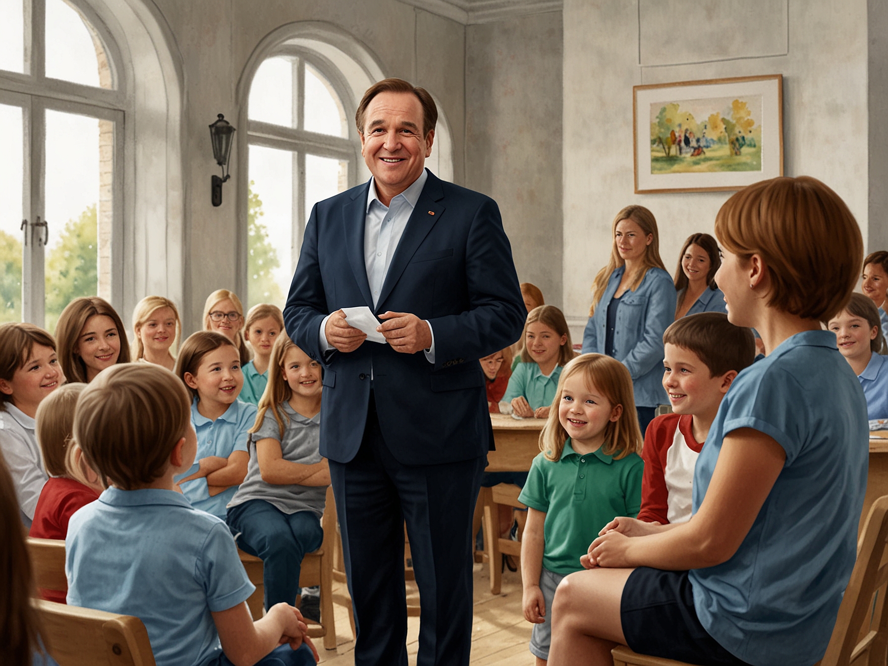 Prime Minister Stefan Löfven addressing the public about the new parental leave policy, highlighting the intergenerational benefits and support for family welfare in Sweden.
