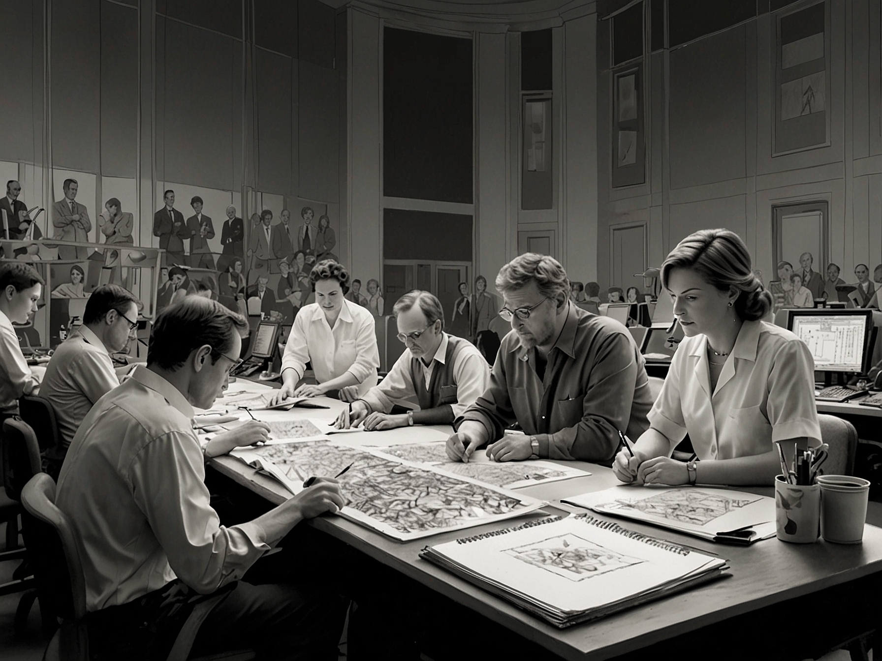 Behind-the-scenes shot of cast and crew members preparing for the 40th anniversary special episodes, highlighting the elaborate production efforts and the collaborative spirit on set.