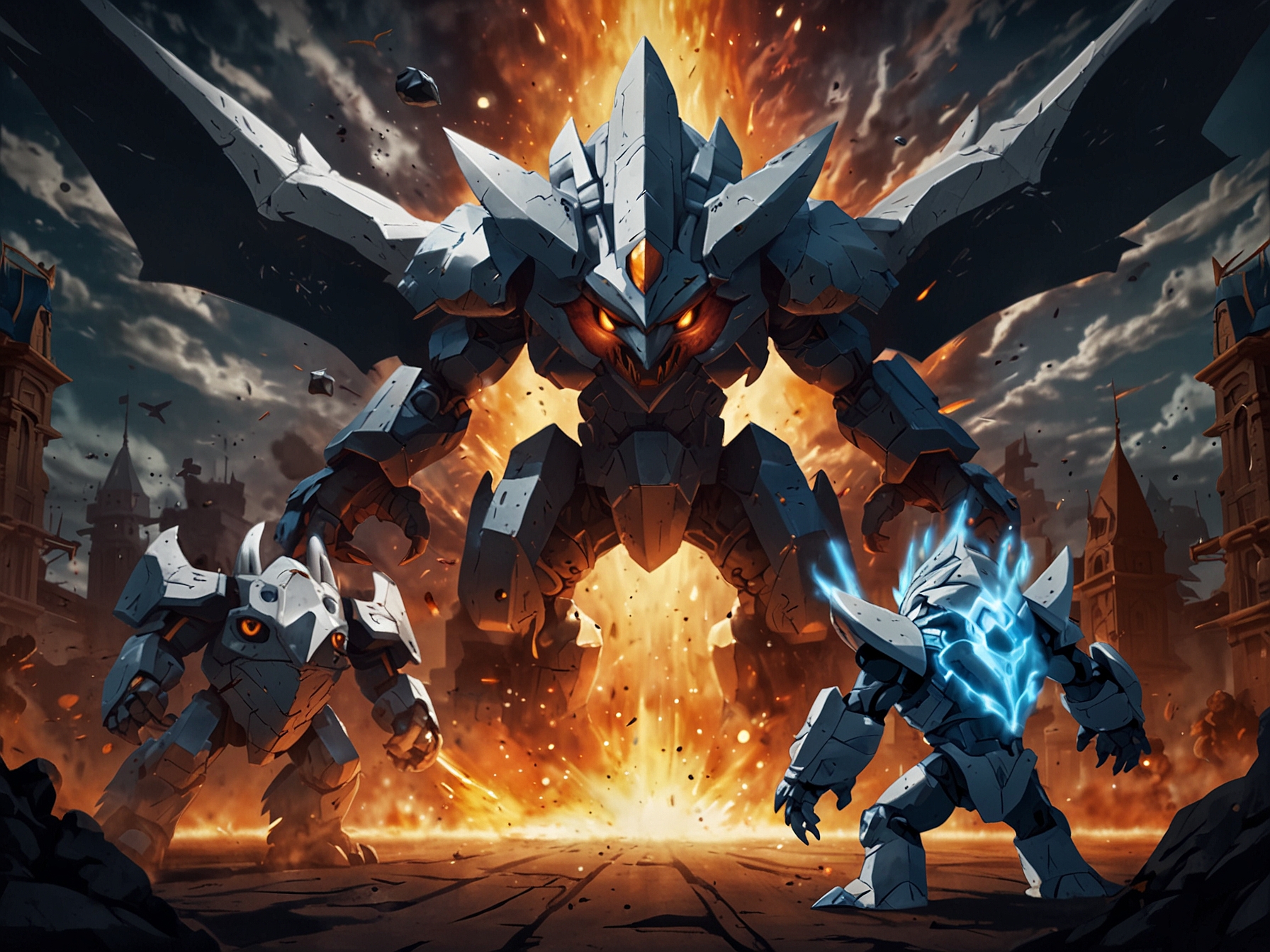 A detailed graphic featuring Shadow Regice in the final battle phase, with recommended counters such as Reshiram, Metagross, and Terrakion launching powerful Fire and Steel-type attacks.