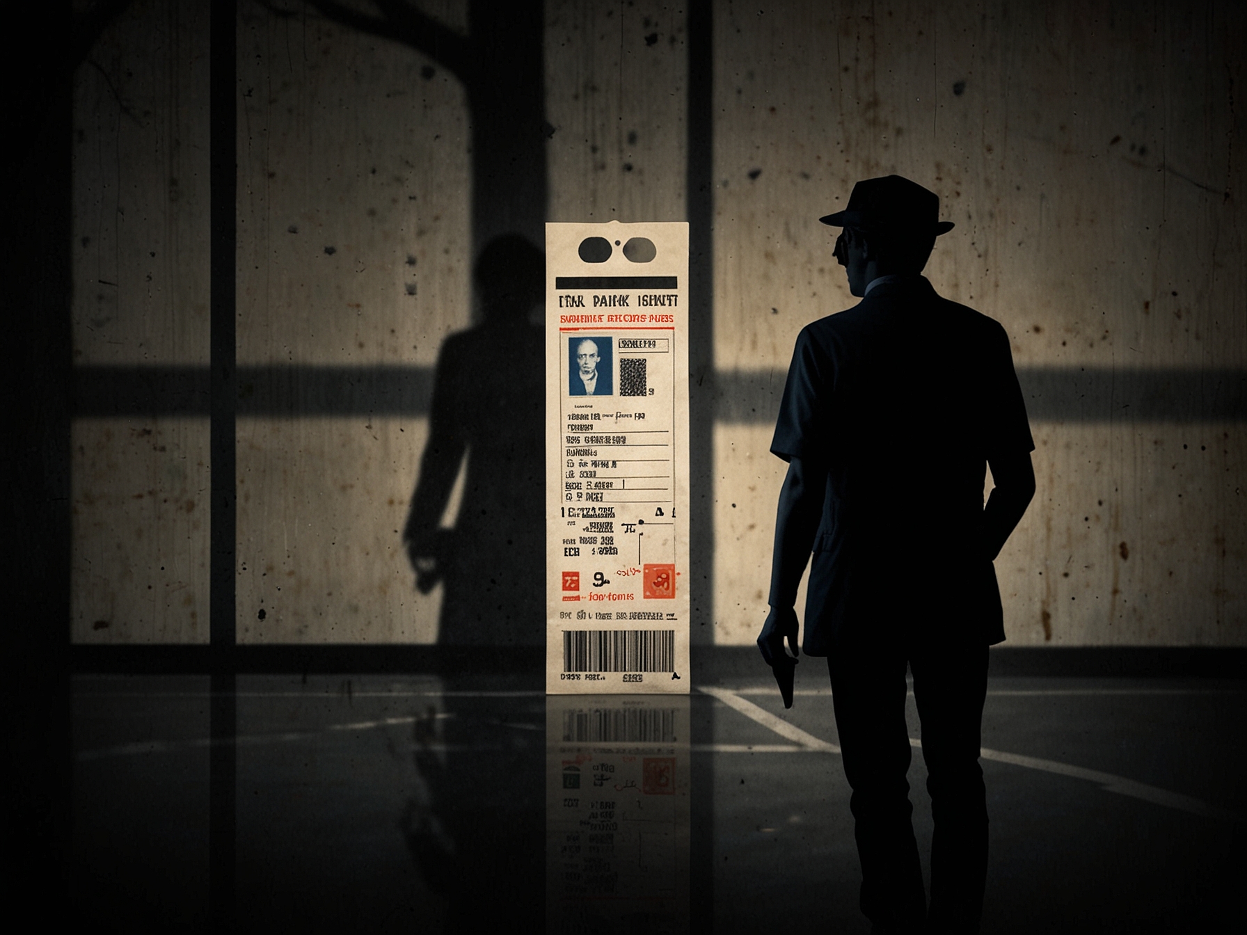 A close-up of a parking ticket alongside a photo of a shadowy figure, illustrating the unsettling connection between the fine and the unknown presence that adds to the chilling narrative.