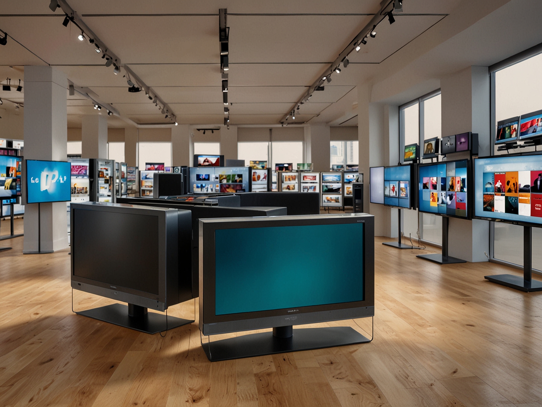 An eye-catching graphic displaying a range of high-end TVs from Sony and Samsung, showcasing their sleek designs and vibrant picture quality, enticing shoppers during the sale.