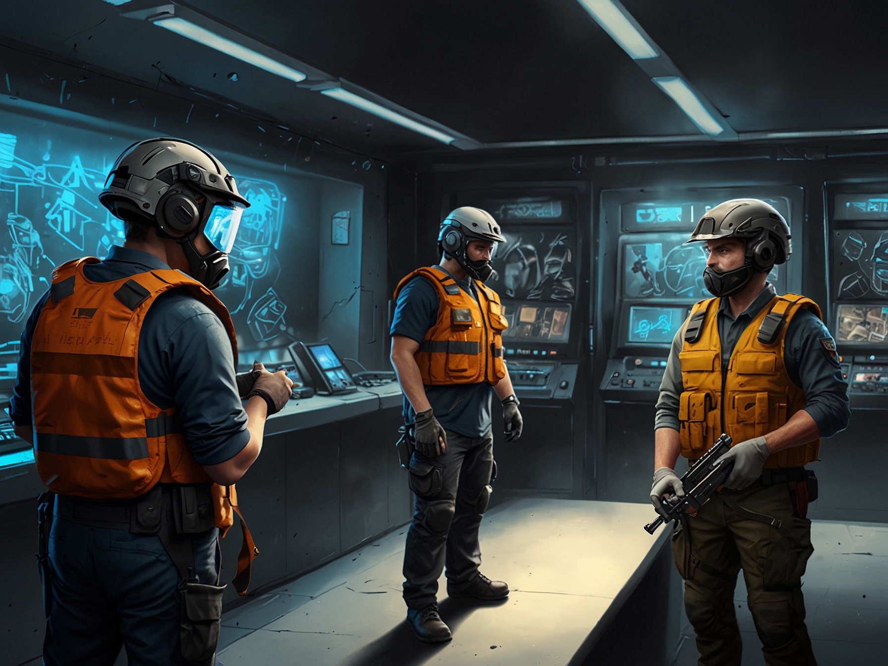 An engaging image highlighting essential safety gear like helmets and protective vests, underscoring their importance for survival in the gaming world.