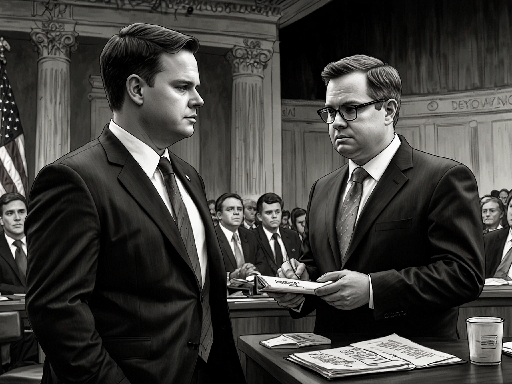 An image showing JD Vance and Tim Walz preparing for the debate, with focused expressions and notes in hand, symbolizing the intensity of the upcoming political clash.