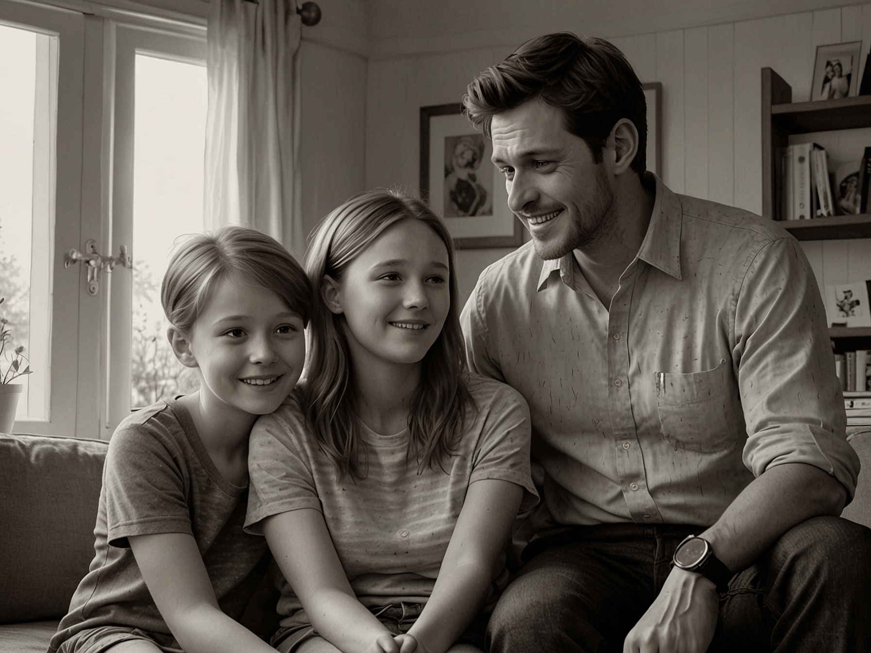 An emotional scene featuring Fiz and her family, capturing the mix of love and tension as secrets about paternity unfold and impact their relationships.