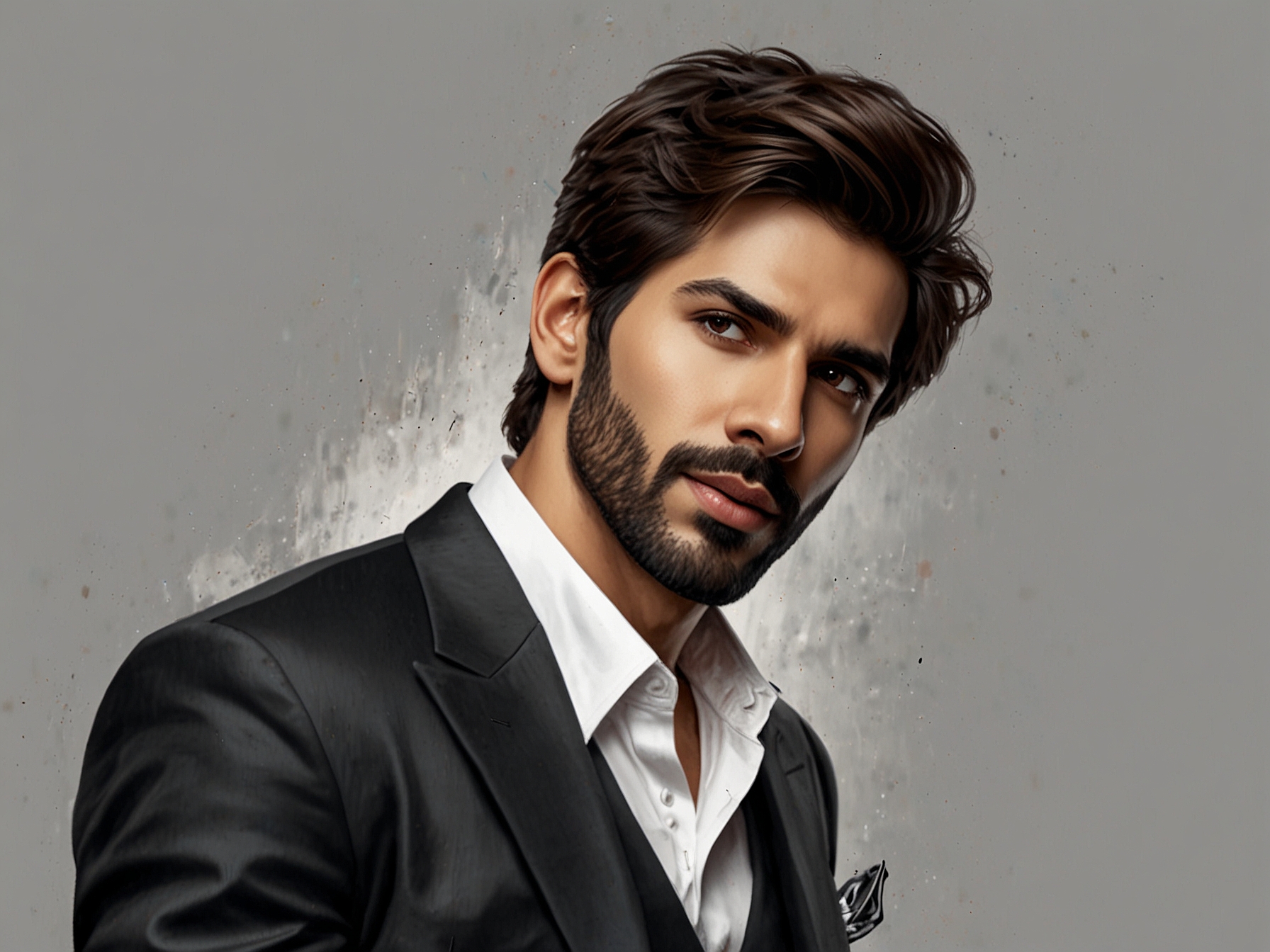 Kartik Aaryan captivates the audience with his charm, donned in a sophisticated ensemble that blends traditional craftsmanship with modern fashion aesthetics.