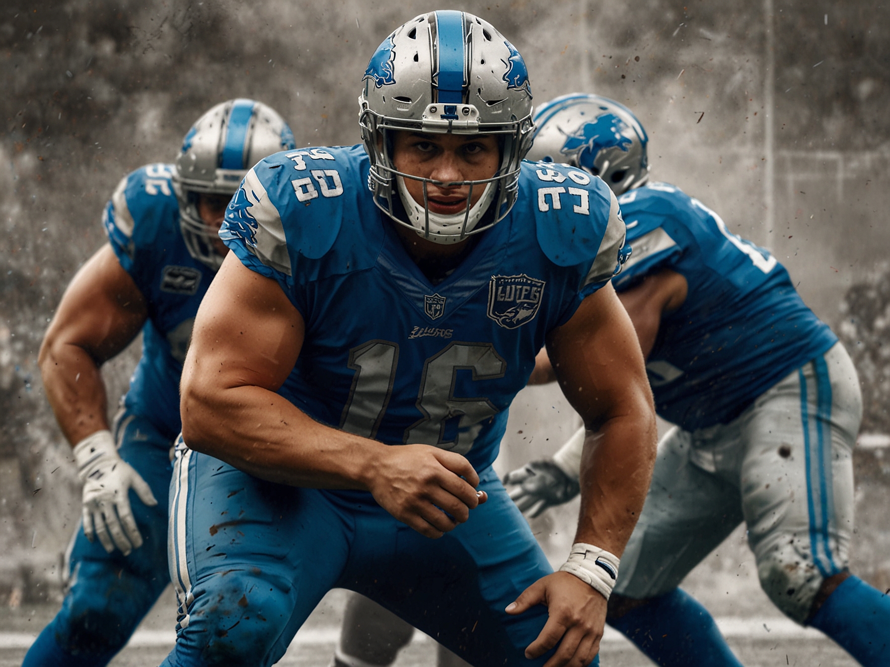 The Detroit Lions' offensive line stands strong, providing Jared Goff with the protection he needs, illustrating their crucial role in the game and team dynamics.