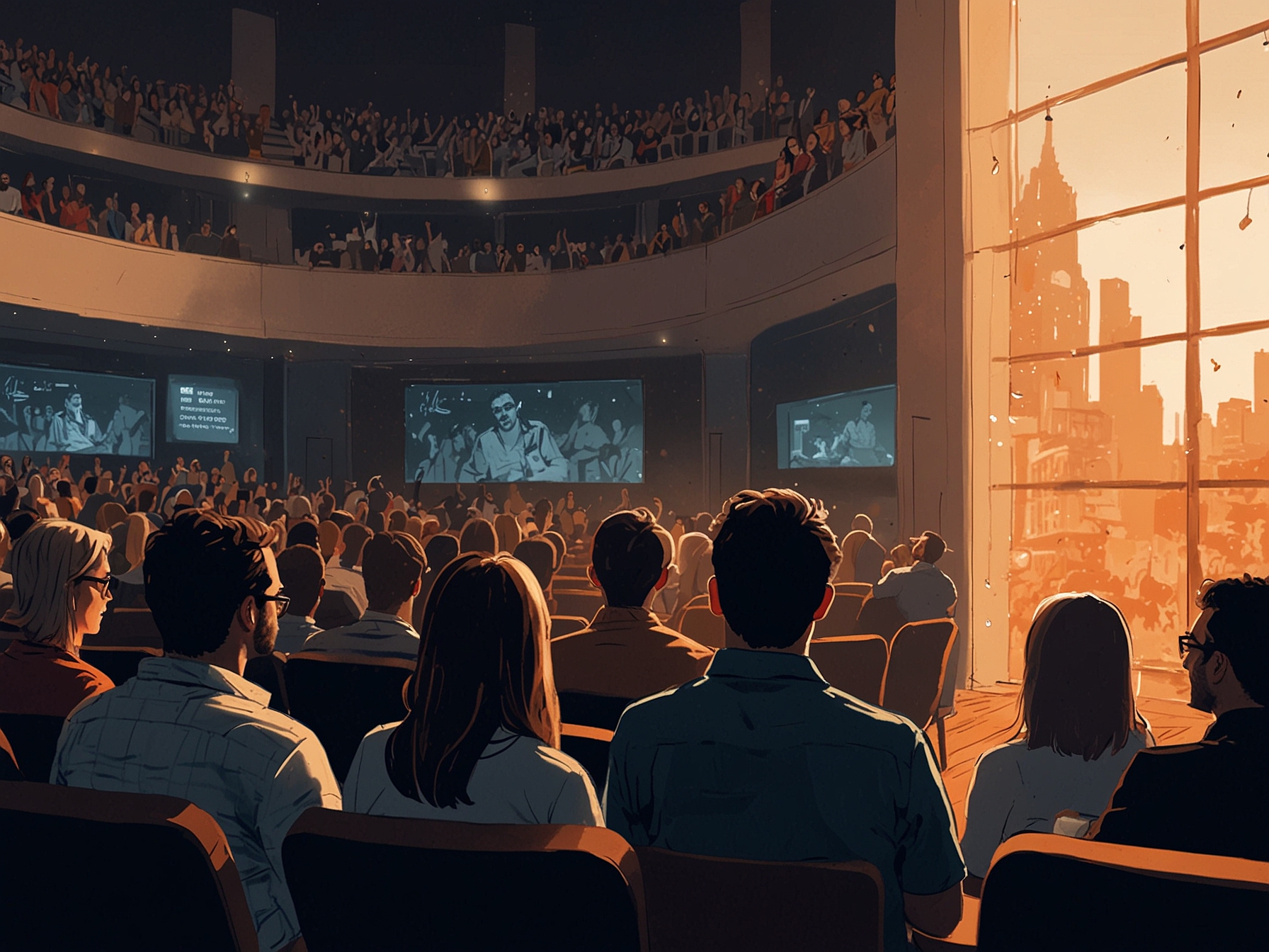 An engaged audience watching a live advertisement event, highlighting how brands leverage models to connect with consumers through emotional storytelling.