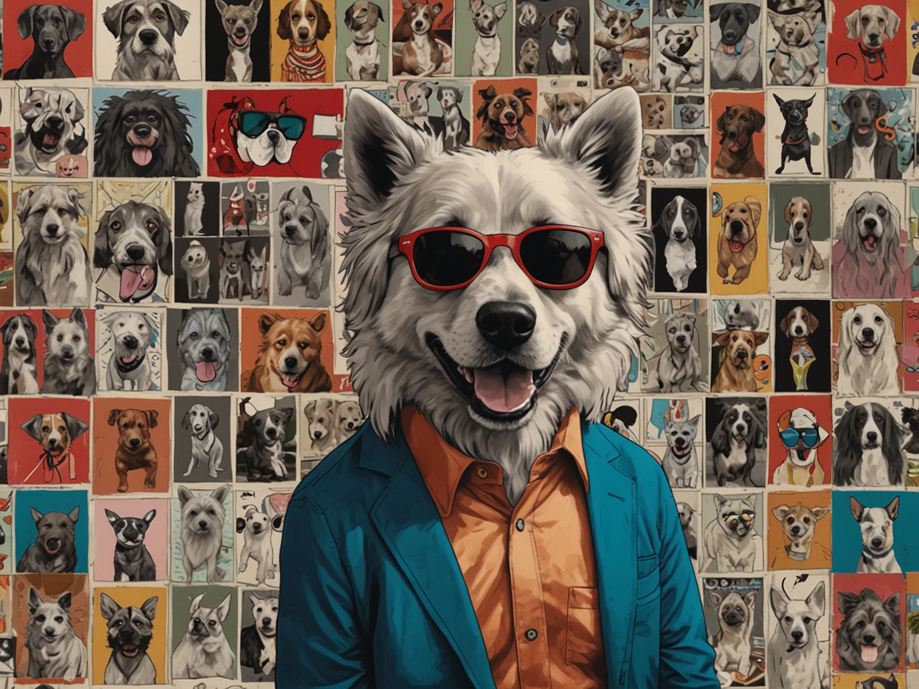 A vibrant social media feed filled with memes and clips from 'Dog Knows Everything', illustrating how fans engage and connect over the show online.
