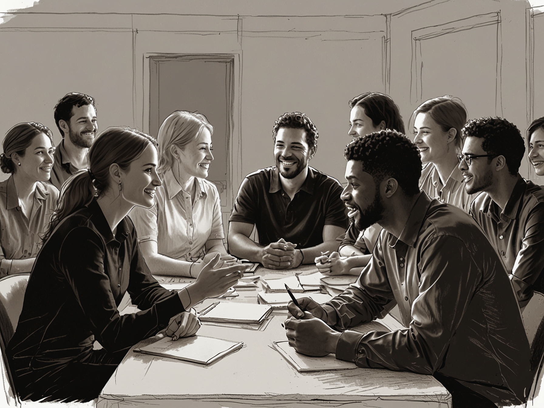 A diverse group of people engaged in an active listening session, demonstrating empathy and effective communication to foster deeper connections and understanding.