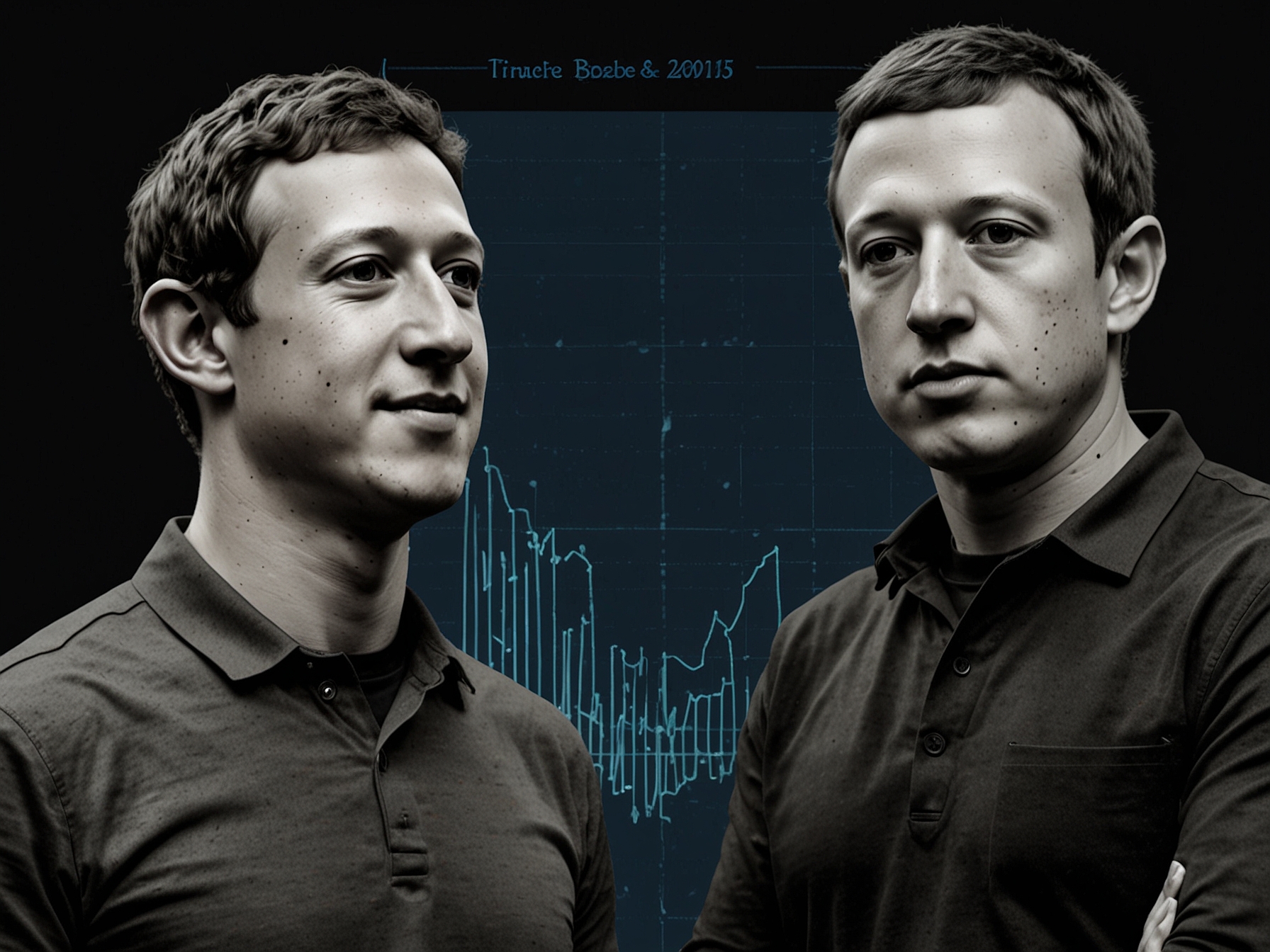 An illustrative chart showing the fluctuating net worth of Mark Zuckerberg and Elon Musk, highlighting the recent rise of Zuckerberg past Jeff Bezos.