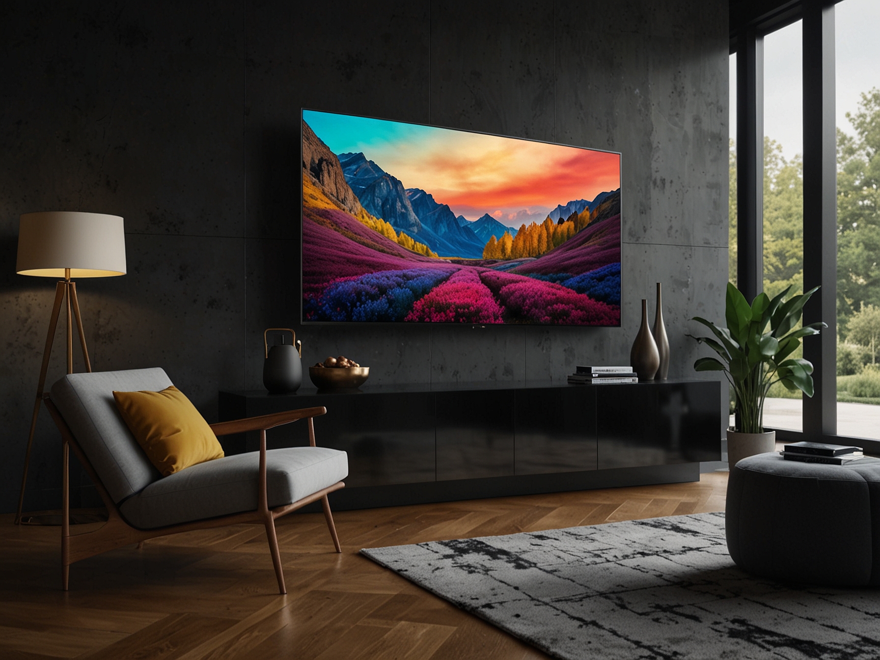 A sleek LG 55-inch B4 OLED TV displayed prominently in a modern living room, showcasing its vibrant colors and deep blacks on screen, enticing viewers to consider its incredible deal.