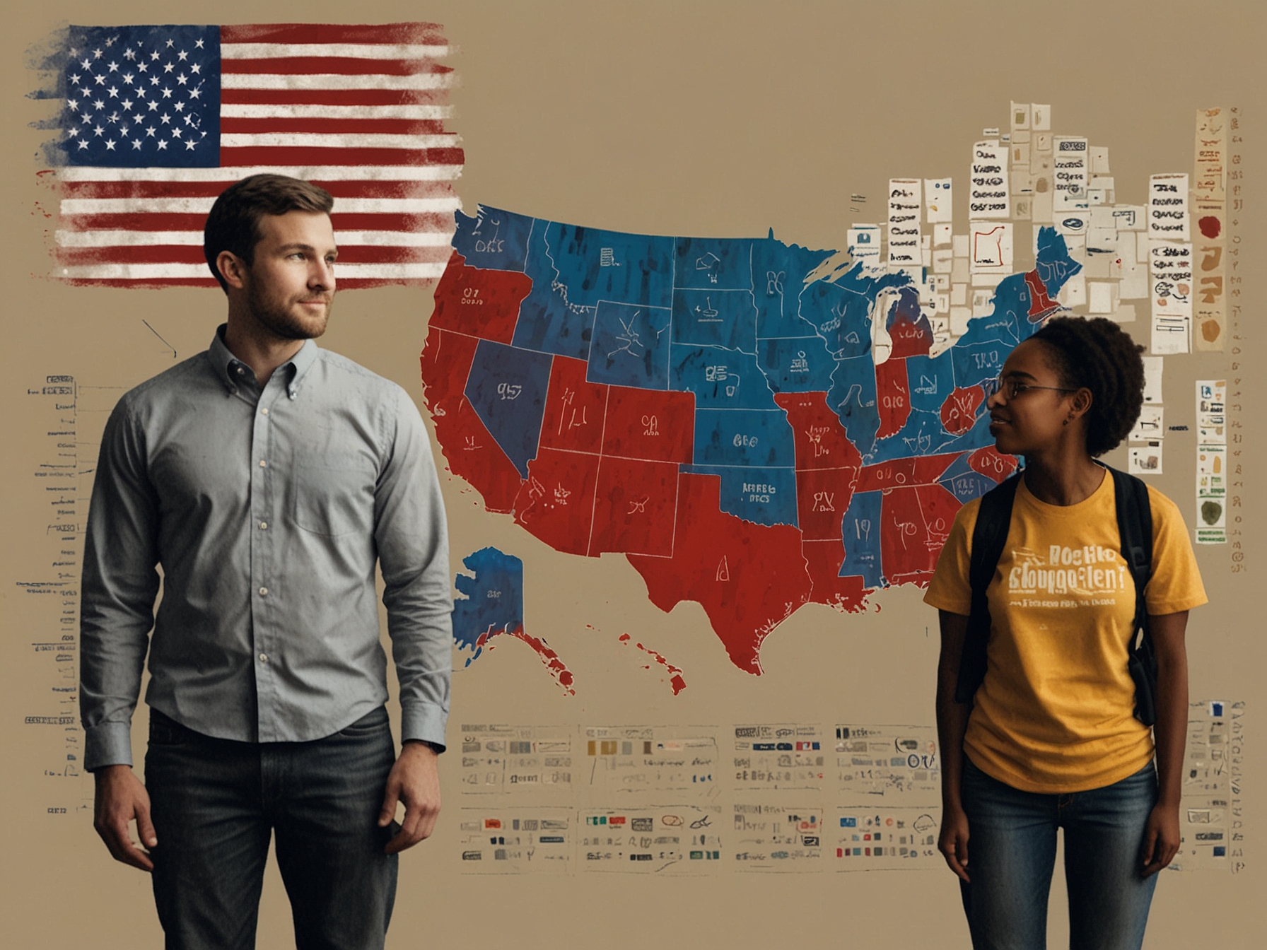 An infographic of Pennsylvania's changing demographics, illustrating the rise of younger voters and minorities, reshaping the political landscape for the election.