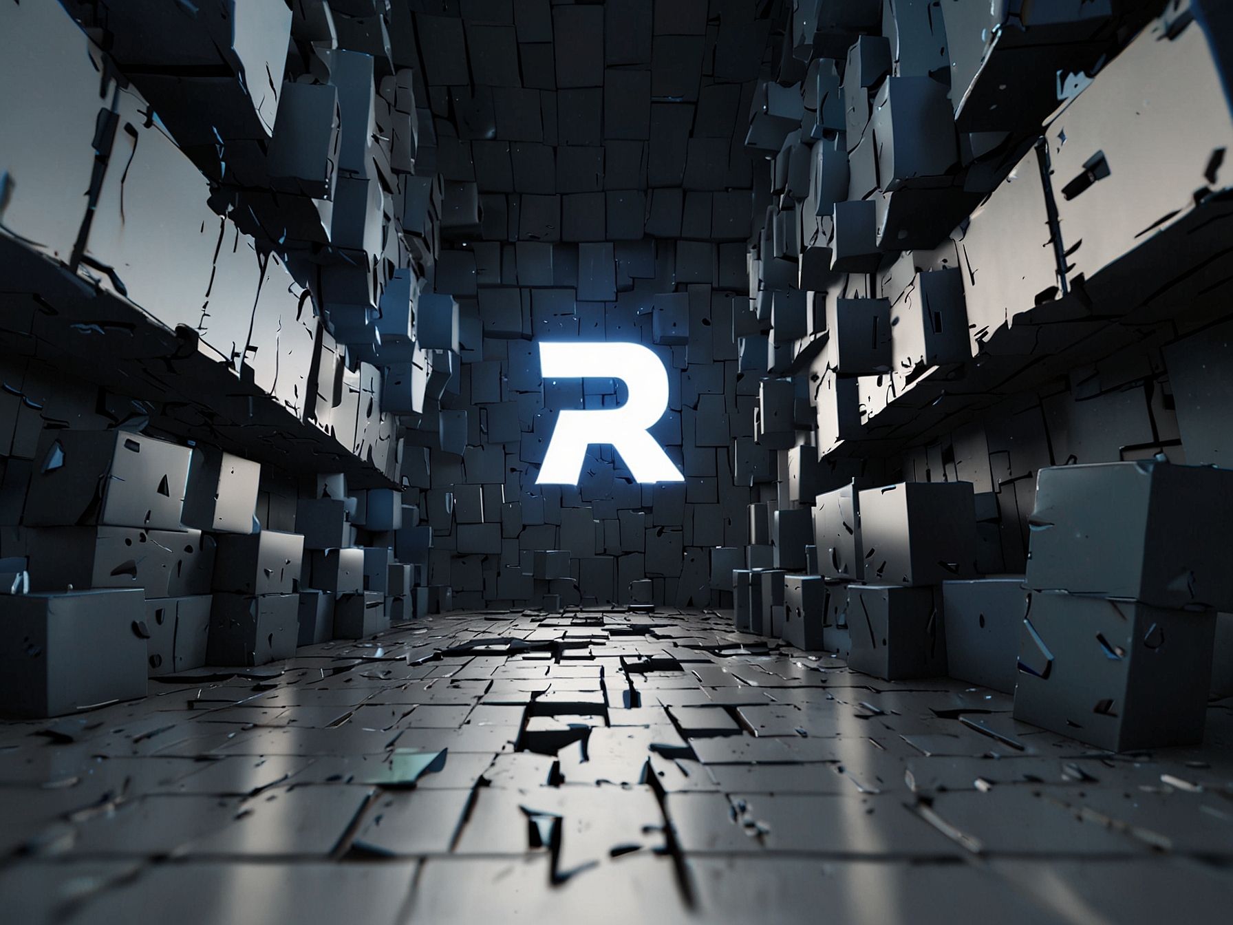 A visual representation of a shattered Roblox logo, symbolizing the platform's recent troubles and stock market decline, while expressing the need for improved safety measures.