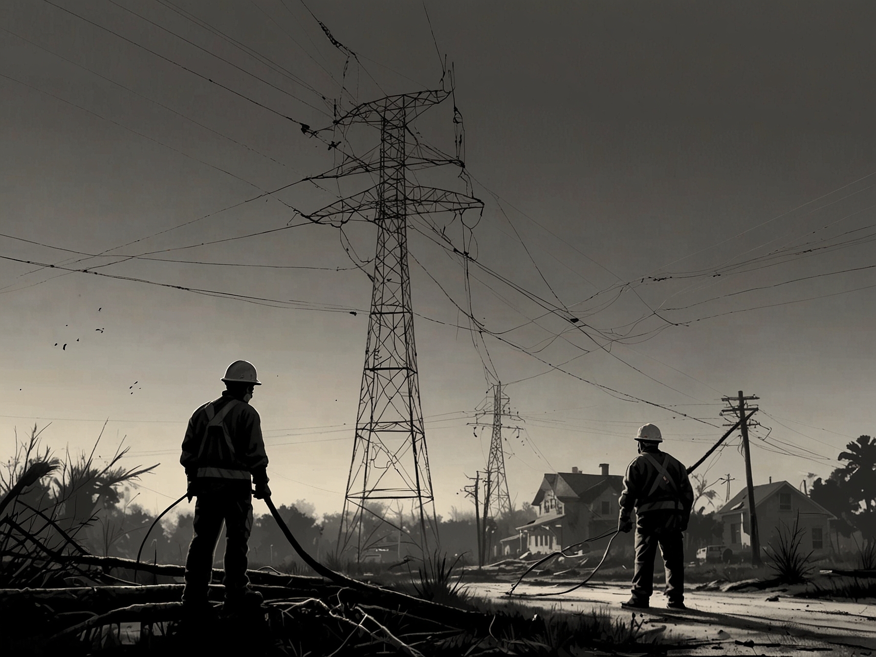 Utility workers risking their safety to restore power, working on downed lines in hazardous conditions to help Florida recover from Superstorm Milton.