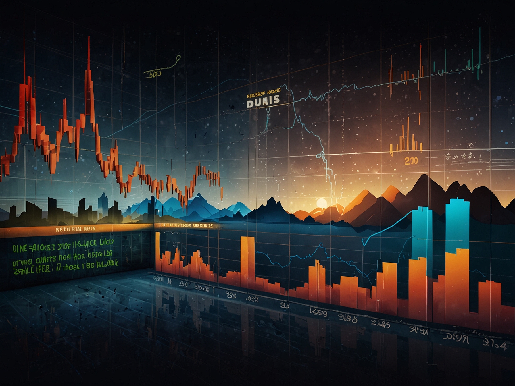 A visual representation of the stock market landscape, with graphs illustrating the fluctuating sentiments and cautious optimism surrounding Darling Ingredients.