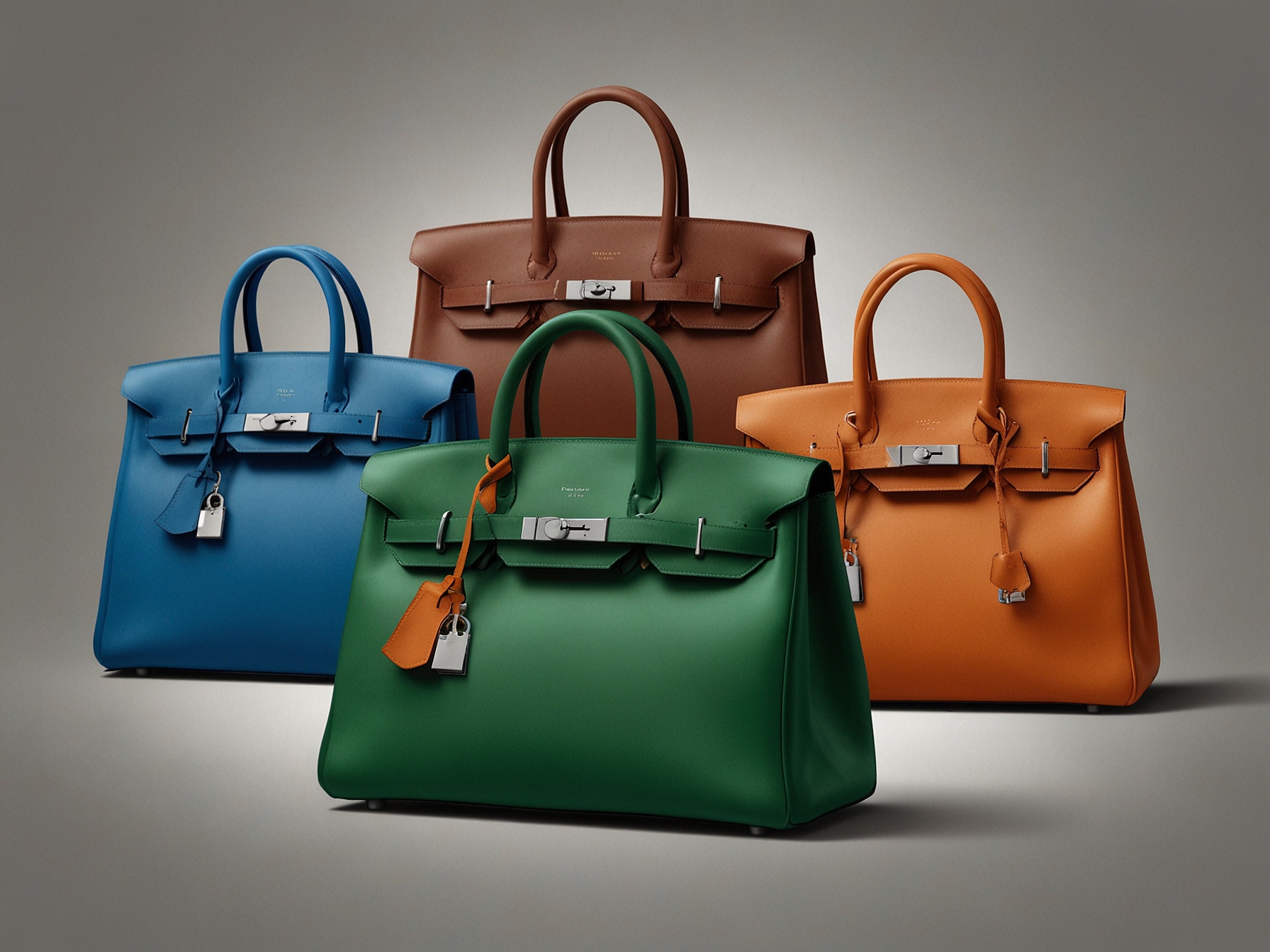 A vibrant display of Cardi B's Hermès bag collection, featuring an array of colors and styles that reflect her unique personality and love for luxury fashion.