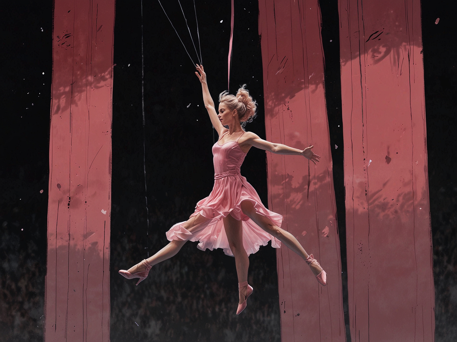 In a breathtaking aerial display, Pink defies gravity while suspended above the stage, showcasing her daring artistry and commitment to delivering unforgettable moments.