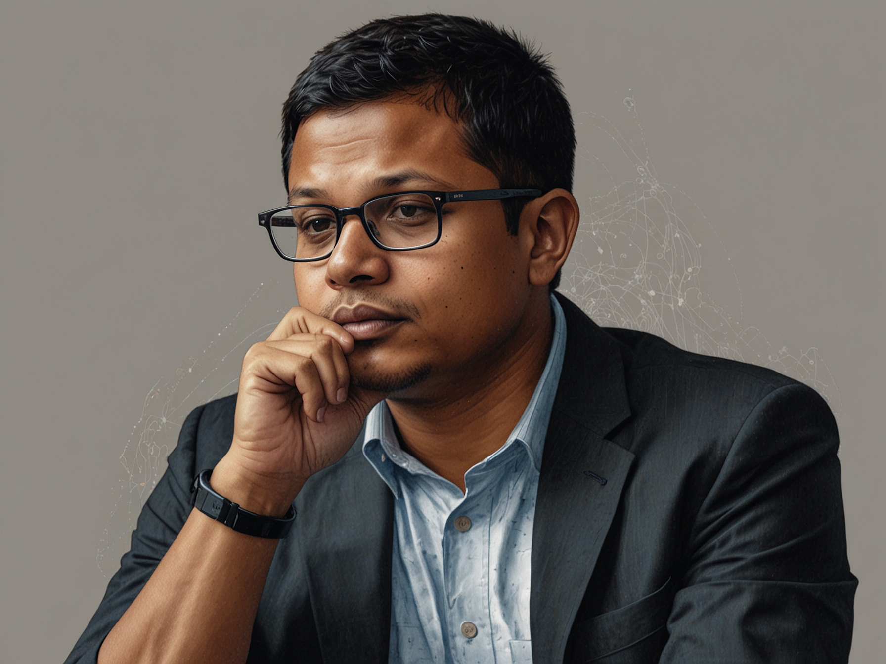 A photo of Sachin Bansal deep in thought at a conference, symbolizing the challenges faced by fintech entrepreneurs in light of regulatory scrutiny and the need for responsible lending practices.