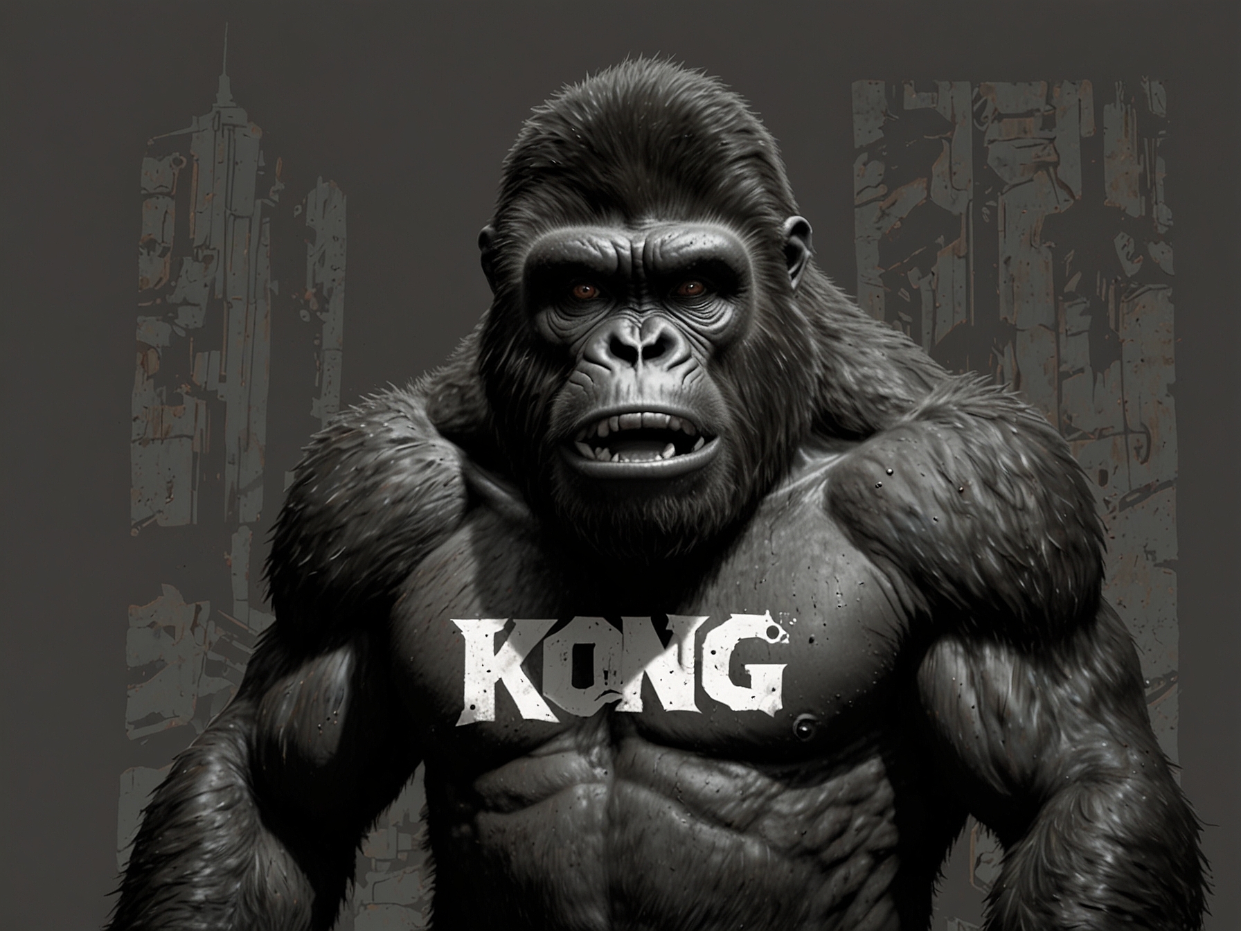 A close-up of the 'Kong Smash' graphic T-shirt featuring a whimsical gorilla crashing through a wall, showcasing Henbo's unique blend of humor and New York folklore.