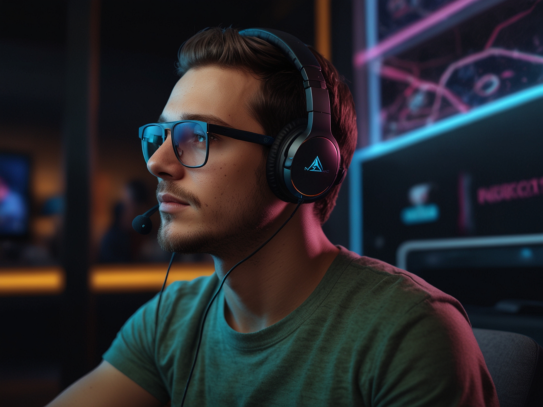 A user enjoying the Meta Quest 3S headset in a vibrant virtual environment, showcasing the product's sleek design and ergonomic fit during an immersive gaming session.