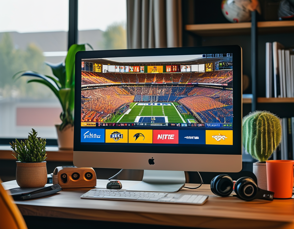 A colorful infographic showing the streaming options available for NFL games, including logos of Hulu Live, YouTube TV, and NFL Game Pass, appealing to tech-savvy fans.