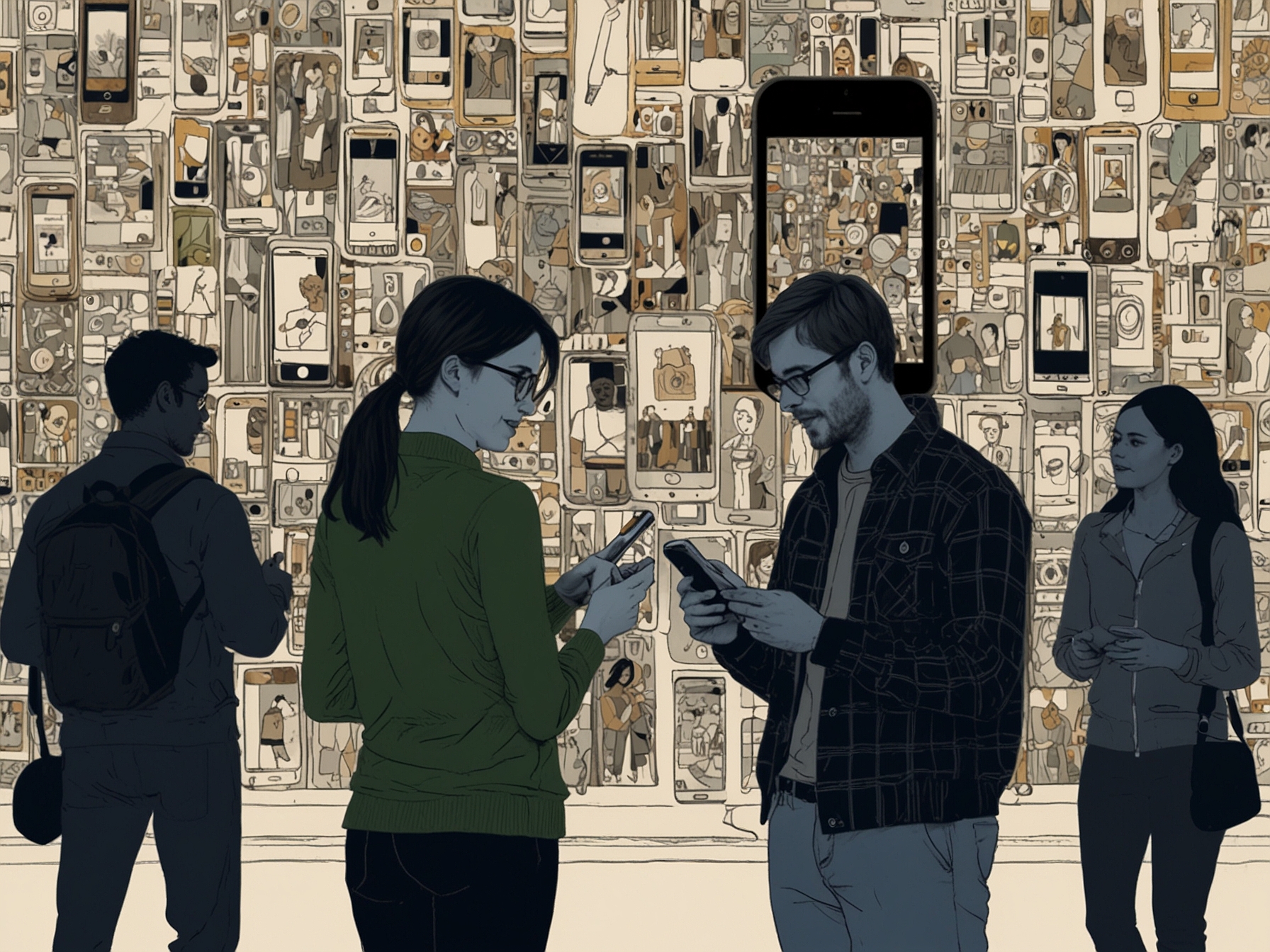 A collage of diverse users interacting with their smartphones, illustrating the blend of technology and everyday life, emphasizing the significance of the upcoming Android upgrades.