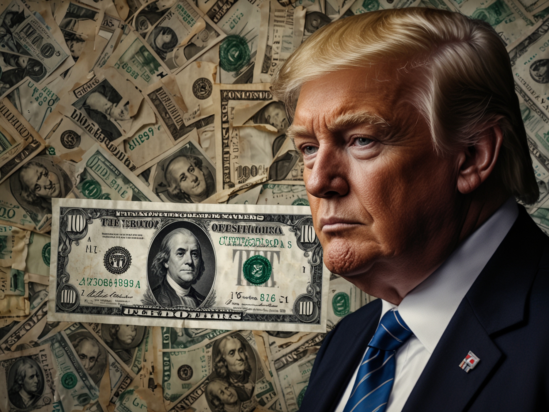 An eye-catching graphic illustrating the $100 million donation to Trump with currency imagery, emphasizing the significant financial implications behind Cuban's bold move.