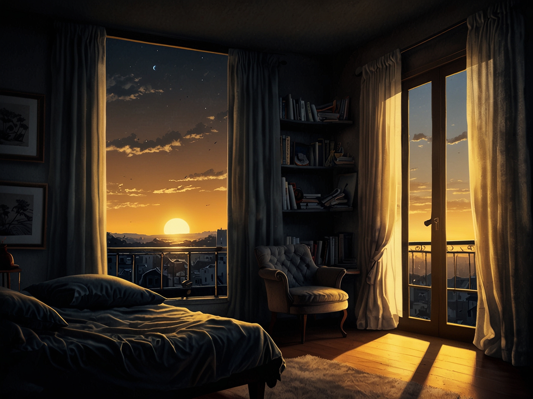A contrast image showing a sunny evening scene juxtaposed with a dark morning, representing the impact of permanent Daylight Saving Time on daily routines.
