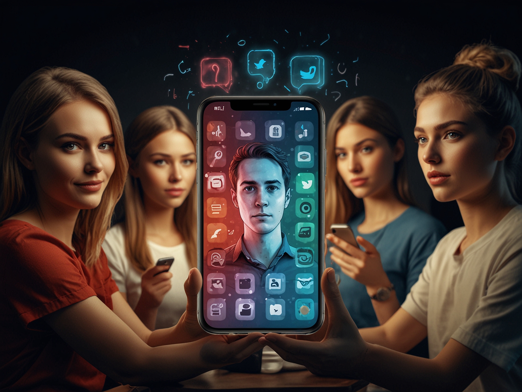 A close-up shot of a smartphone displaying a heated social media debate about the responsibility of content creators, showcasing various opinions on influencer accountability.