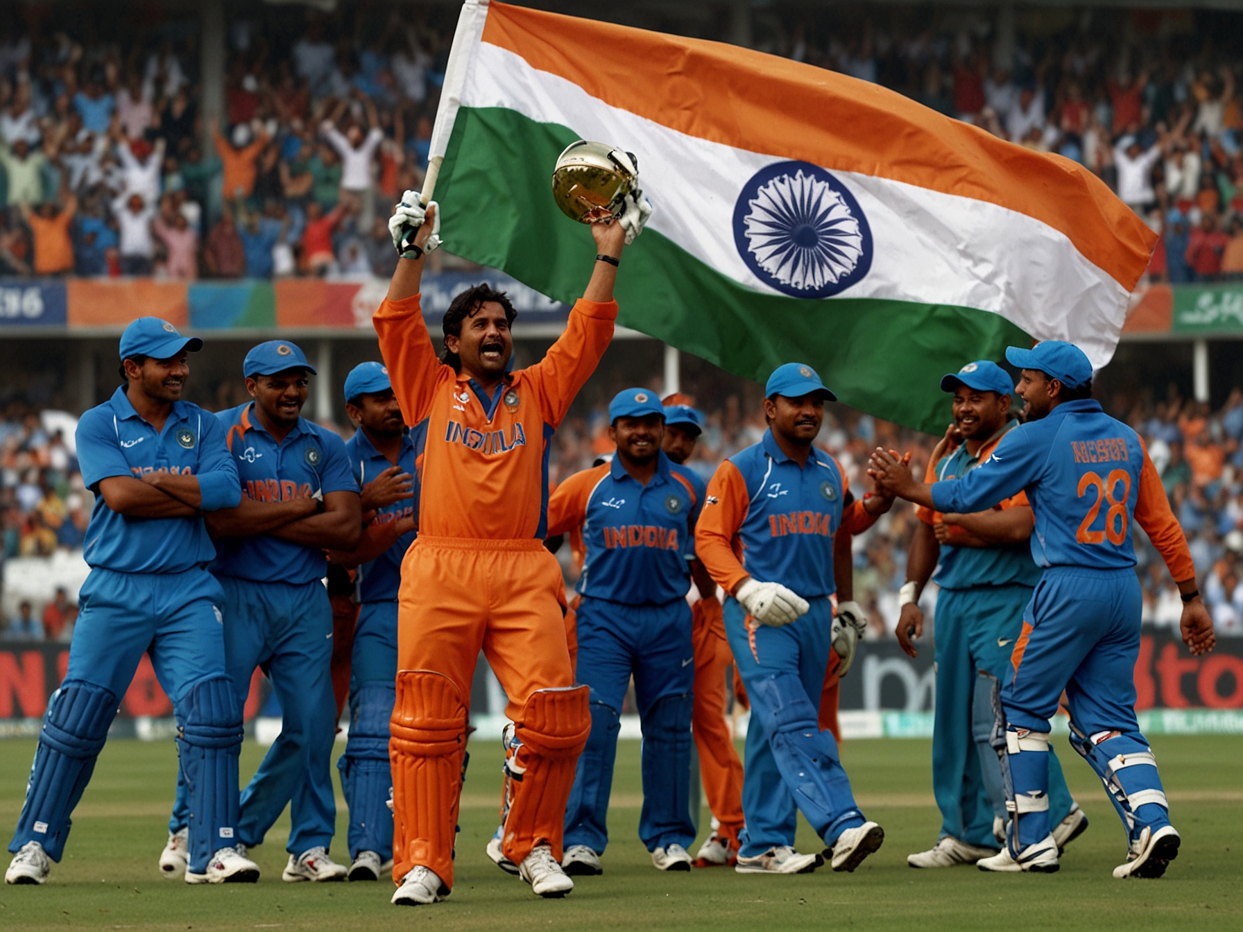 A historical highlight depicting India's victory in the 2007 T20 World Cup, symbolizing the potential for overcoming challenges and drawing inspiration for the current scenario.