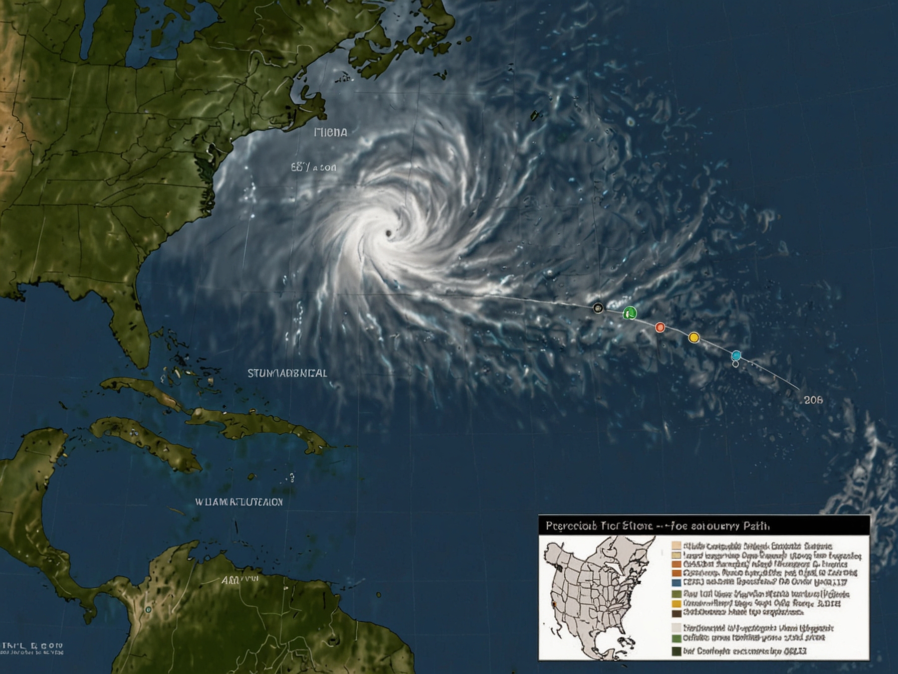 A map highlighting the projected path of Tropical Storm Rafael, illustrating areas that may face heavy rains and winds, aiding in storm preparedness efforts.