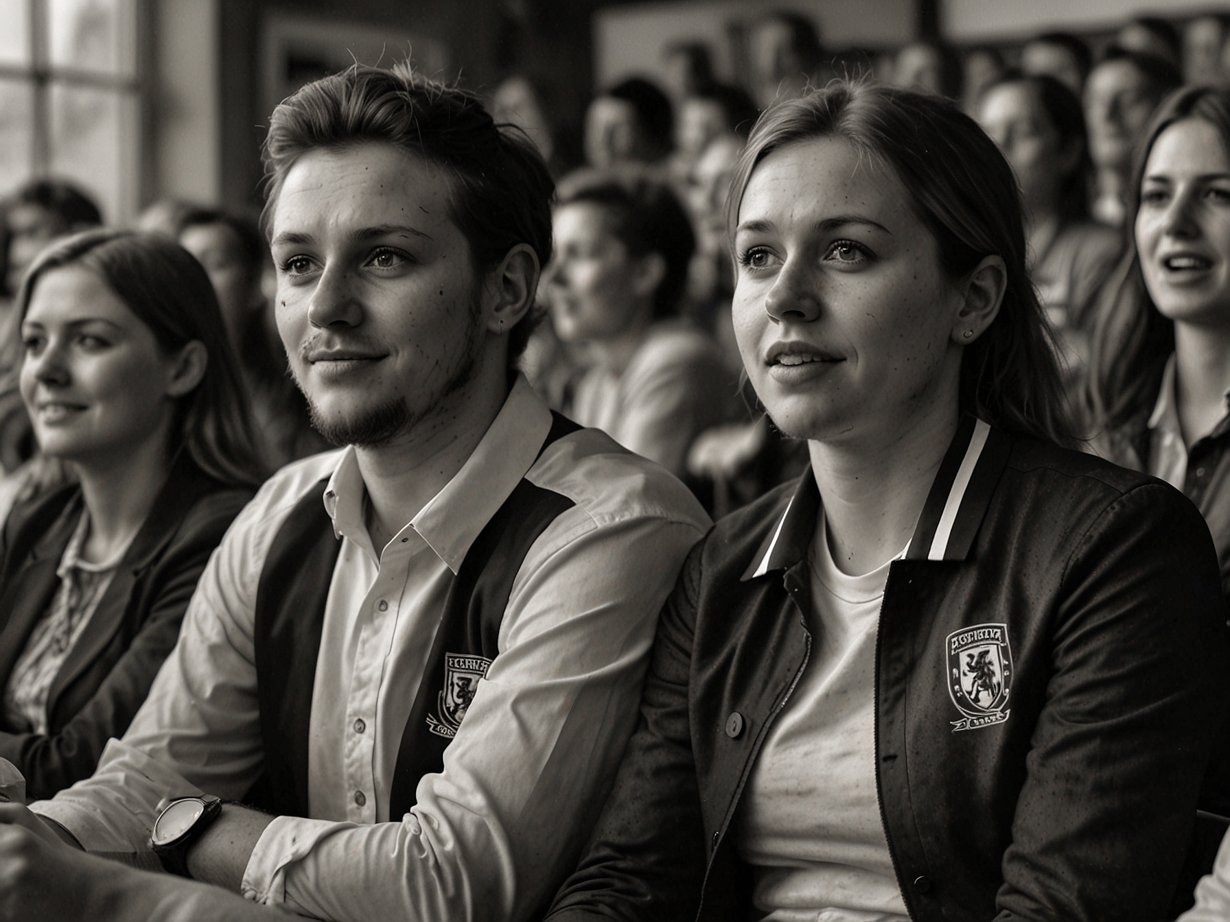 Fans displaying mixed emotions as they react to the unfolding match, reflecting the intensity of local pride and rivalry between Fulham and Brentford.