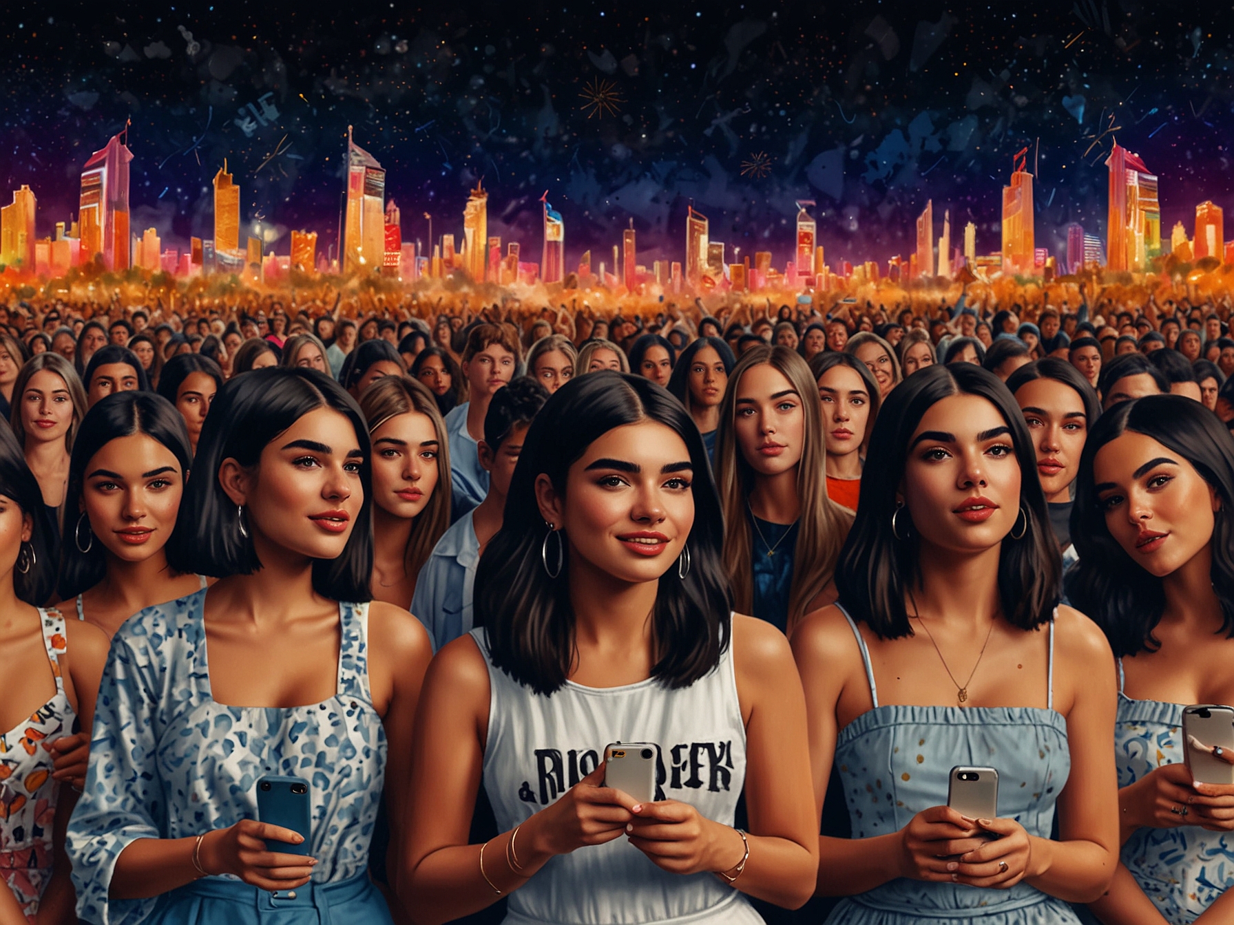 A collage of social media posts from fans celebrating Dua Lipa's concert, showcasing creativity and the sense of community sparked by the event.