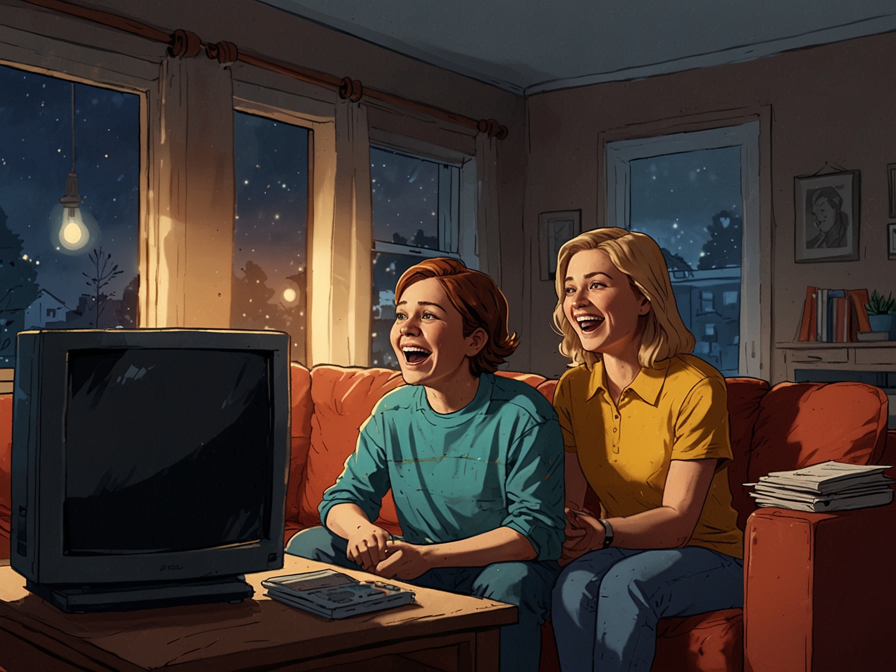 A family gathered around a television on election night, emotions running high as they watch the results come in, showcasing the importance of voting in their lives.