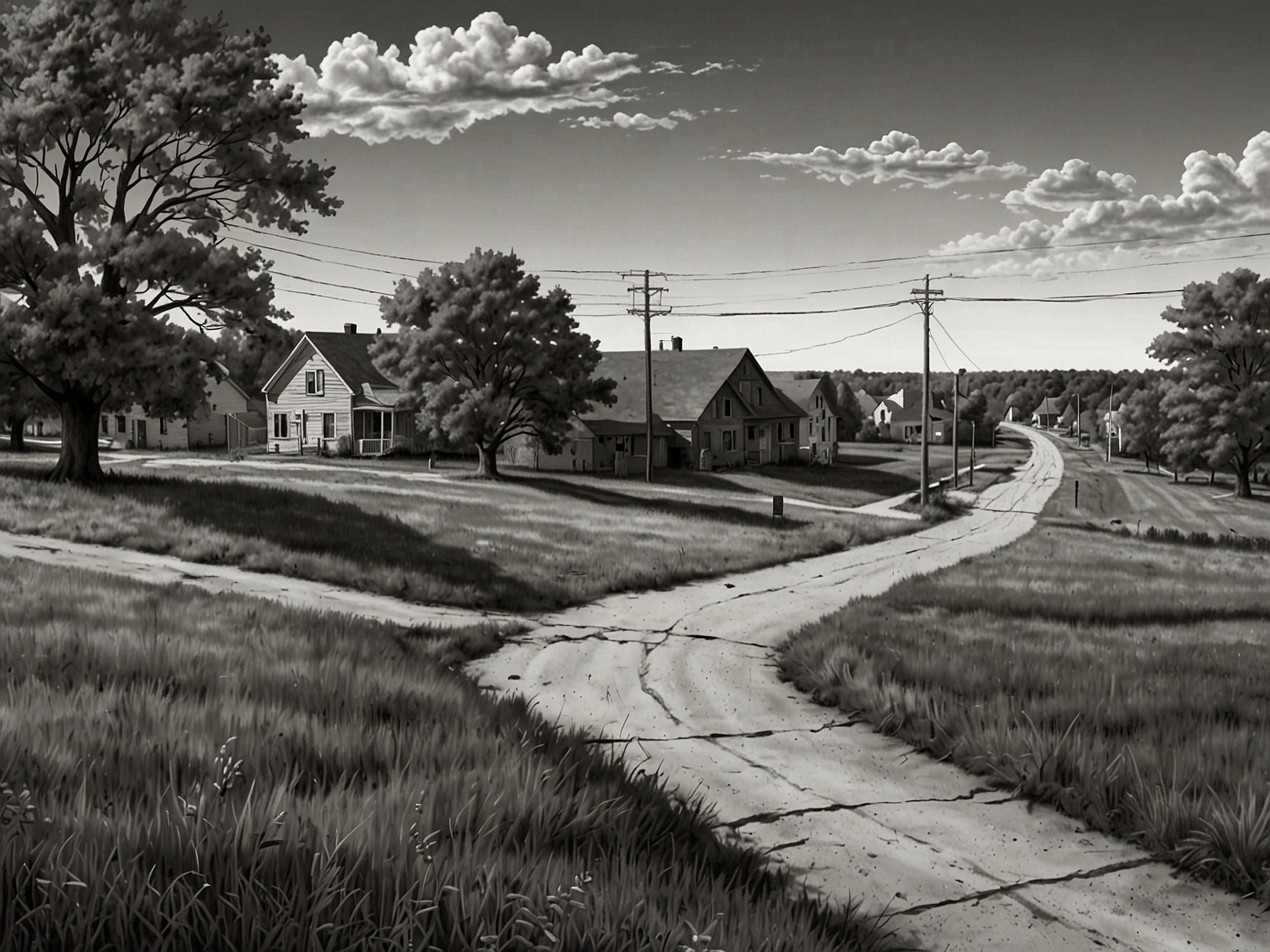 A split image of urban and rural landscapes in Michigan, emphasizing the contrast in voter sentiment and the importance of addressing unique local issues.