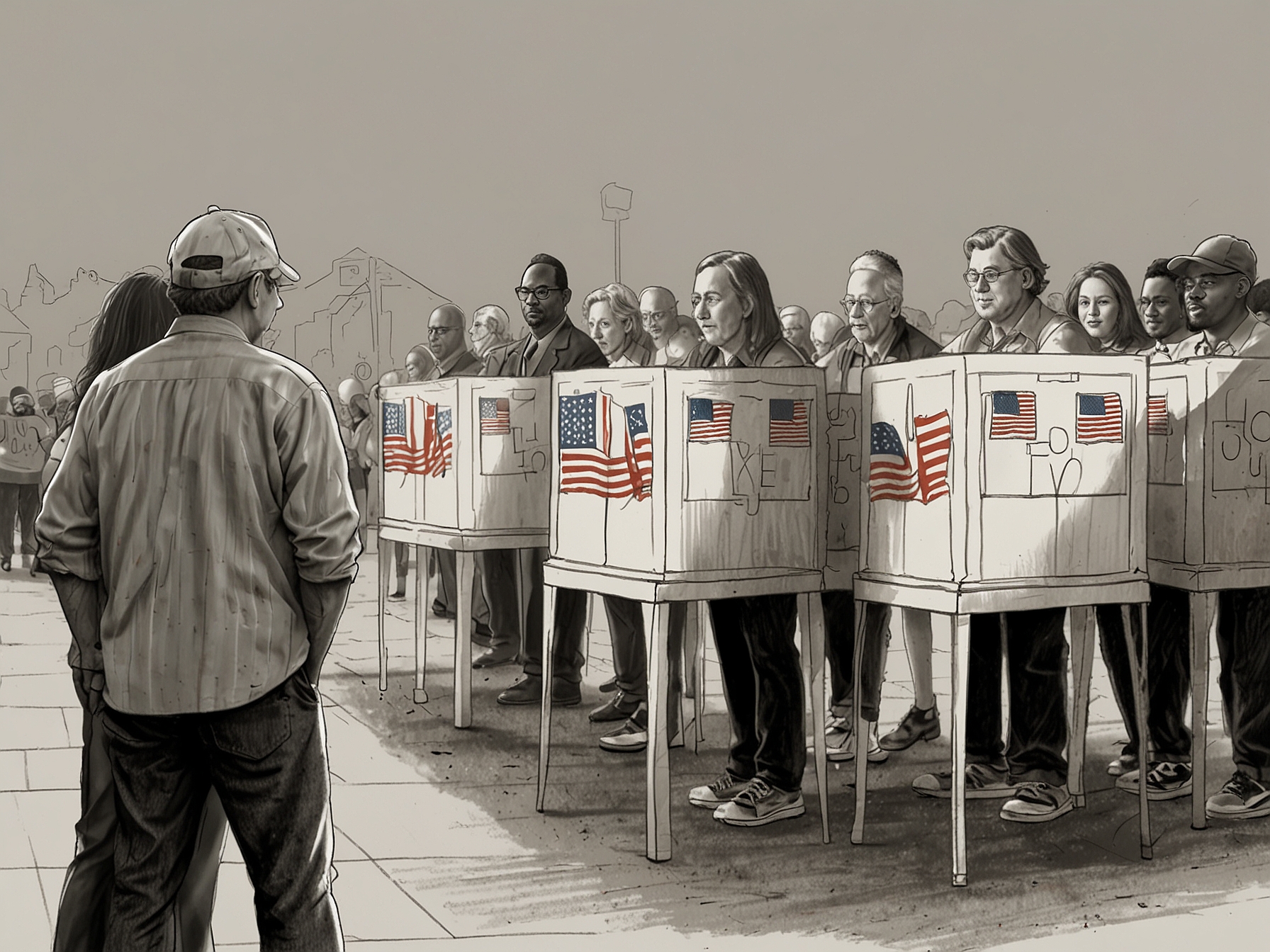 Citizens participating in an early voting event, emphasizing the importance of voter participation and the early voting timeline in various states.