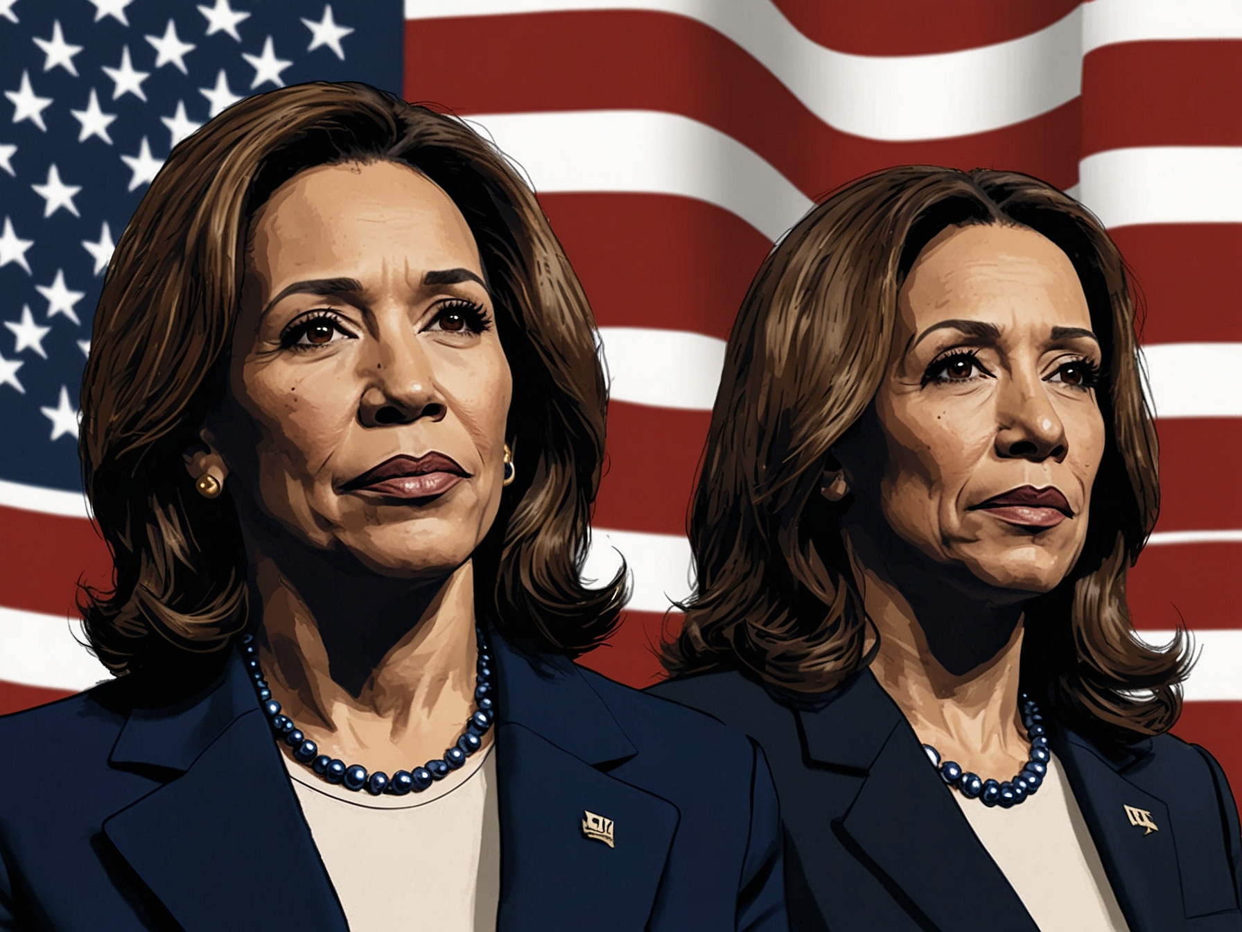 An infographic showing recent poll results with Kamala Harris and Donald Trump's fluctuating percentages, illustrating the tight race for the 2024 election.