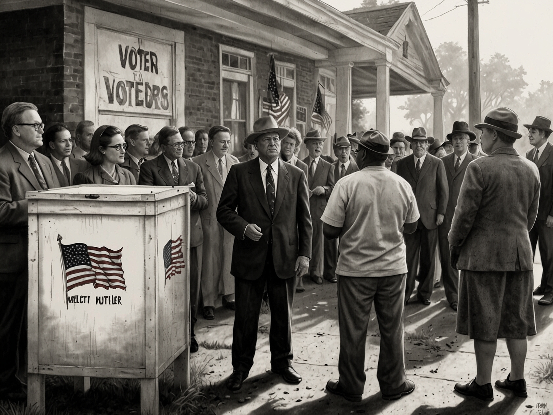 A historical photograph of North Carolina voters from the 2020 elections, illustrating the growing trend of voter engagement and the fight for voter rights over the years.