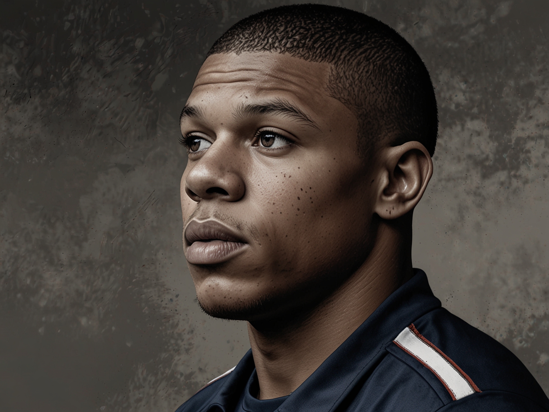 Kylian Mbappe in action for Paris Saint-Germain, showcasing his dynamic playing style but with a pensive expression, reflecting the pressure he faces in key matches.
