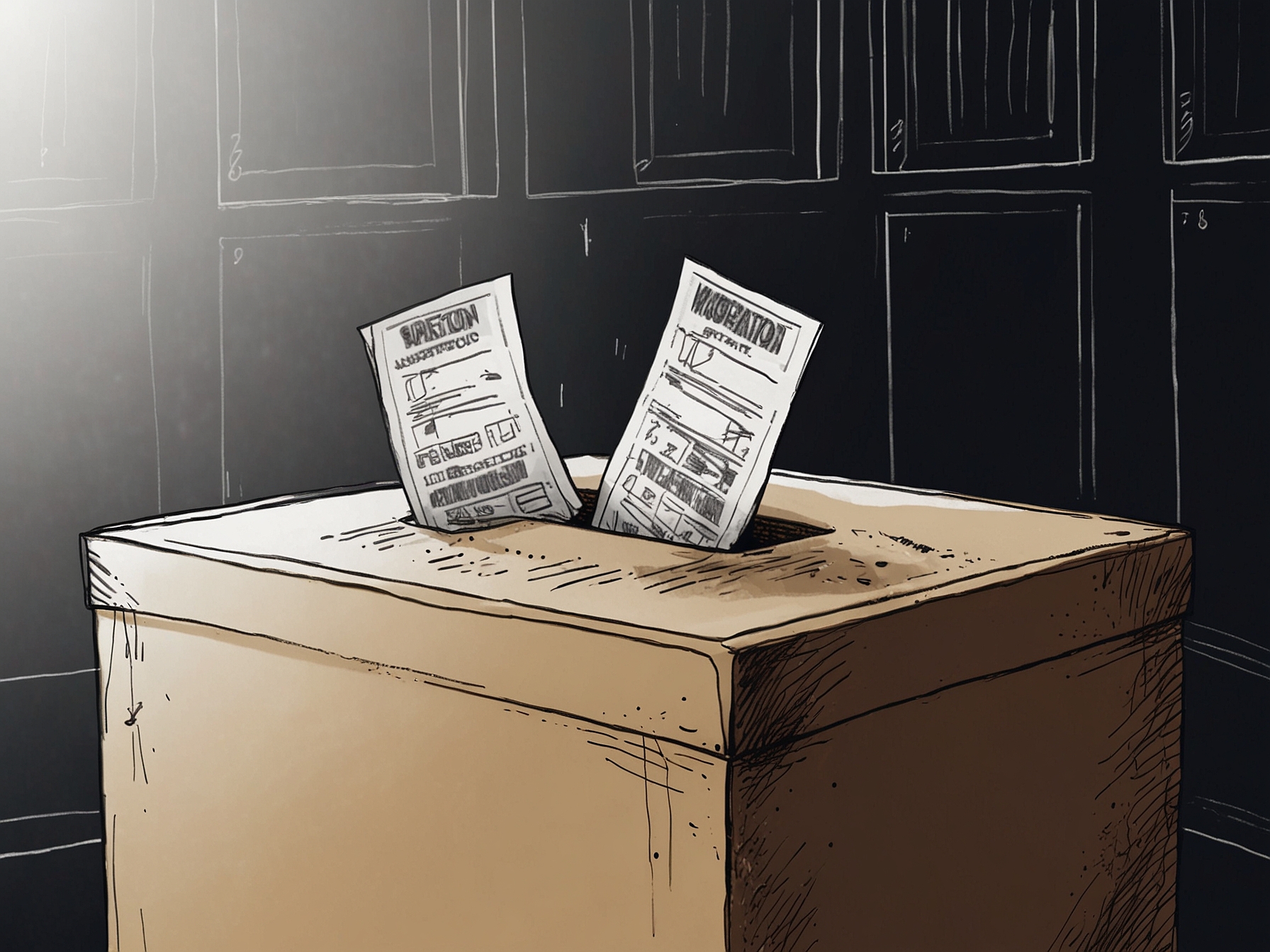 A close-up of a ballot box filled with votes reflecting diverse opinions, emphasizing the democratic process and the significance of each individual's choice during the election.