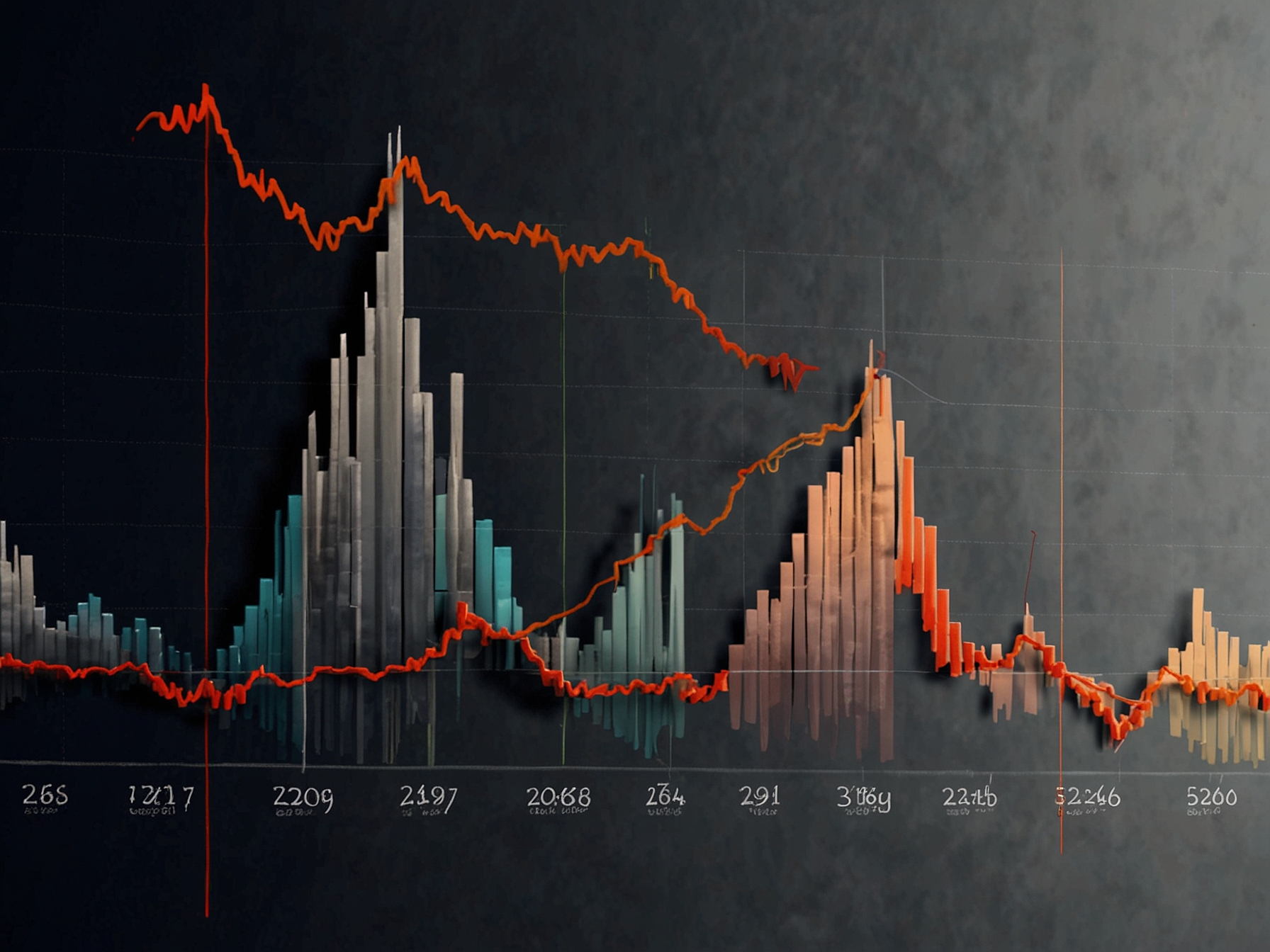 An upward trend graph representing the Dow index under President Biden, showcasing resilience amidst ongoing economic challenges.